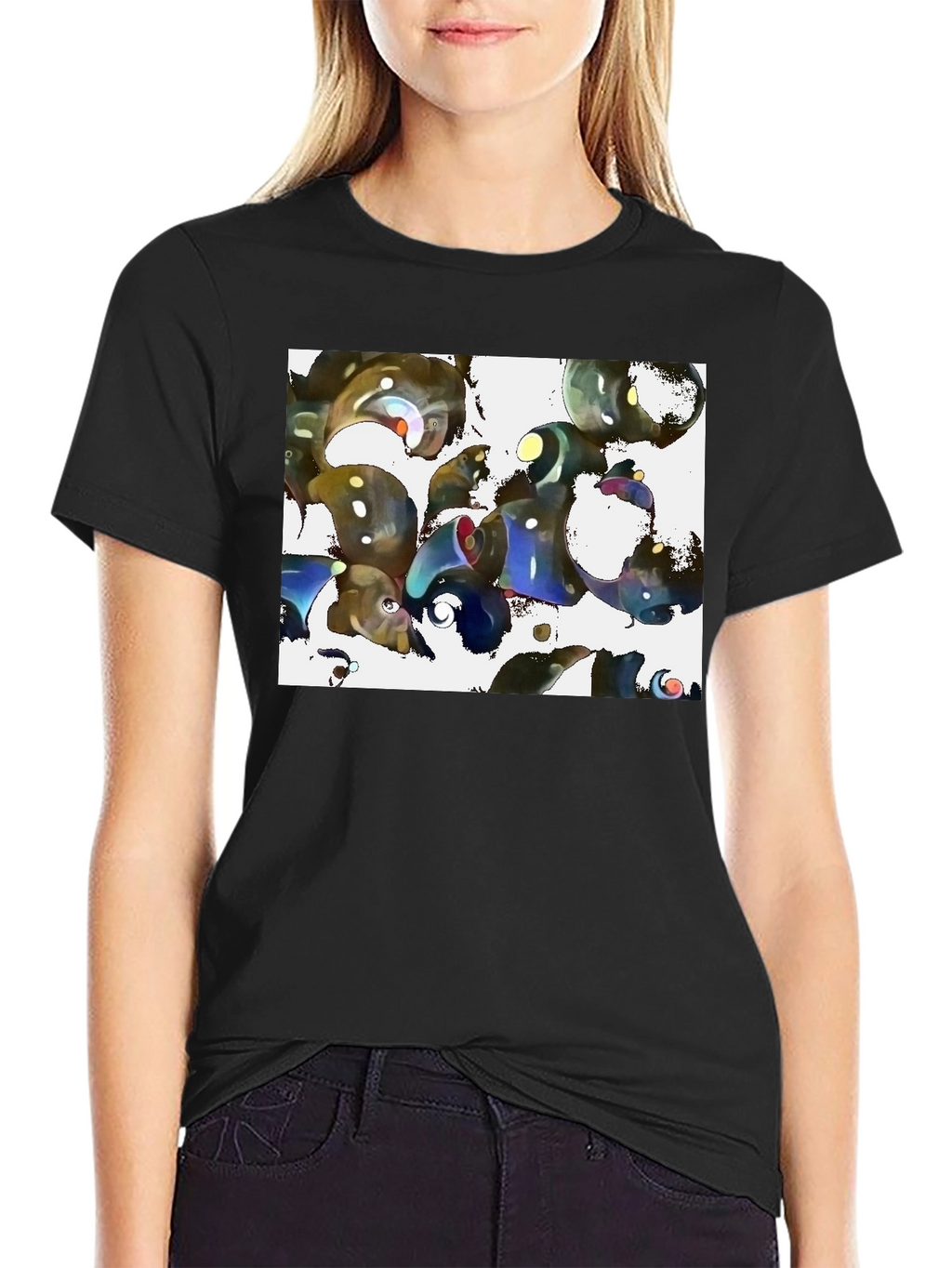 Abstract Design Black Cotton Tee
