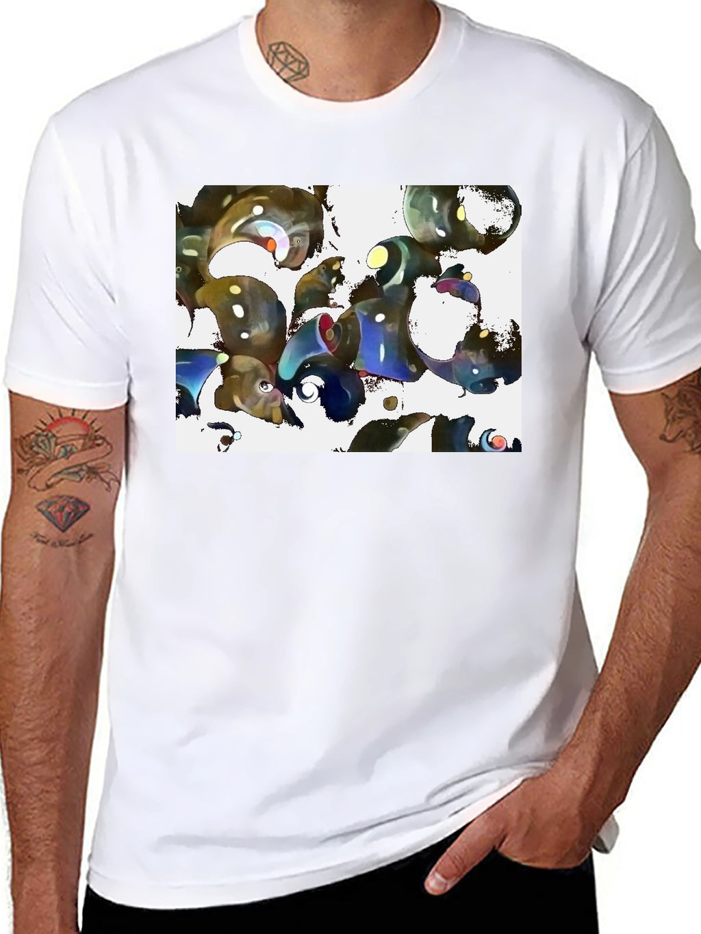 Abstract Design Black Cotton Tee