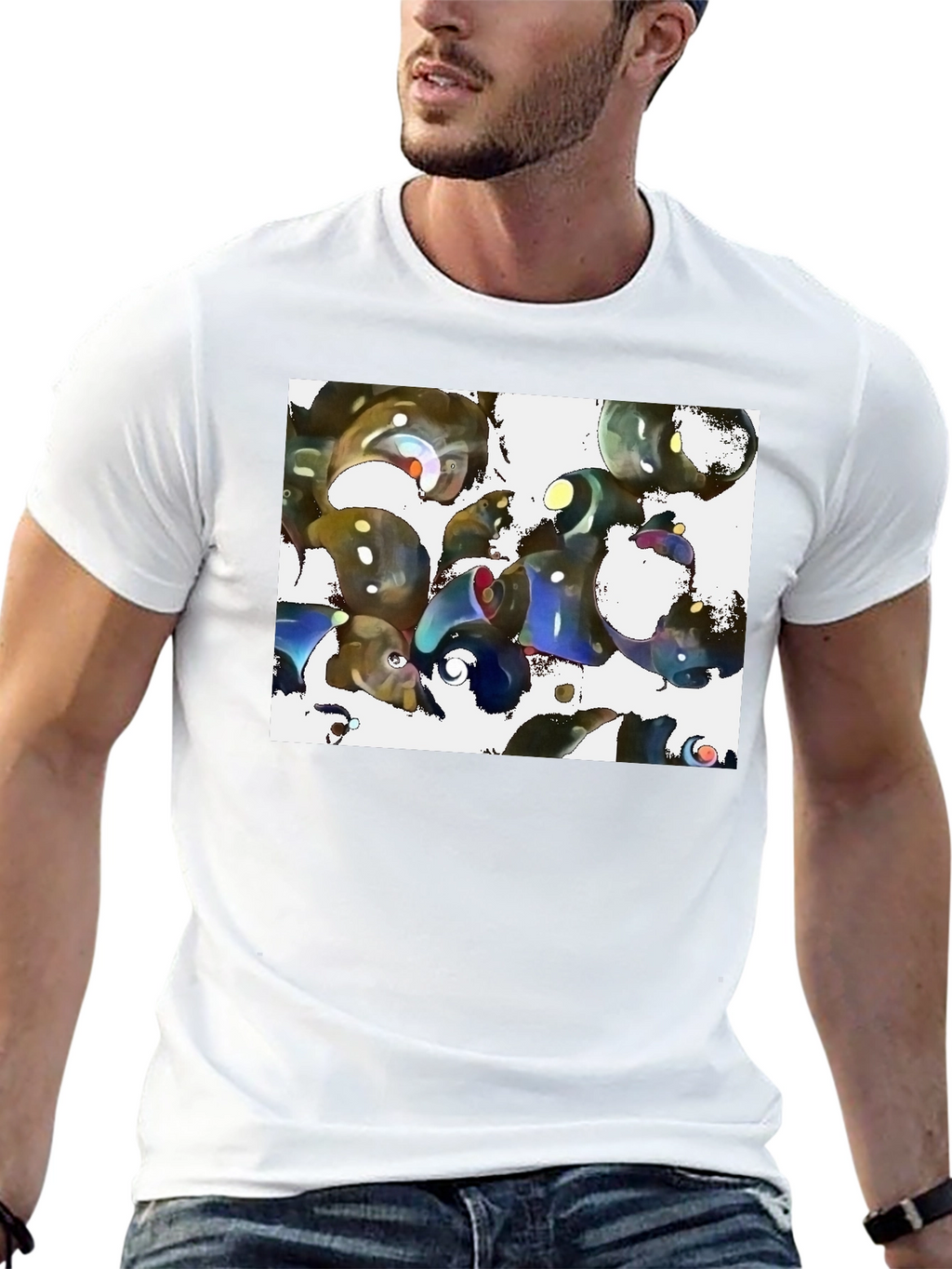 Abstract Design Black Cotton Tee