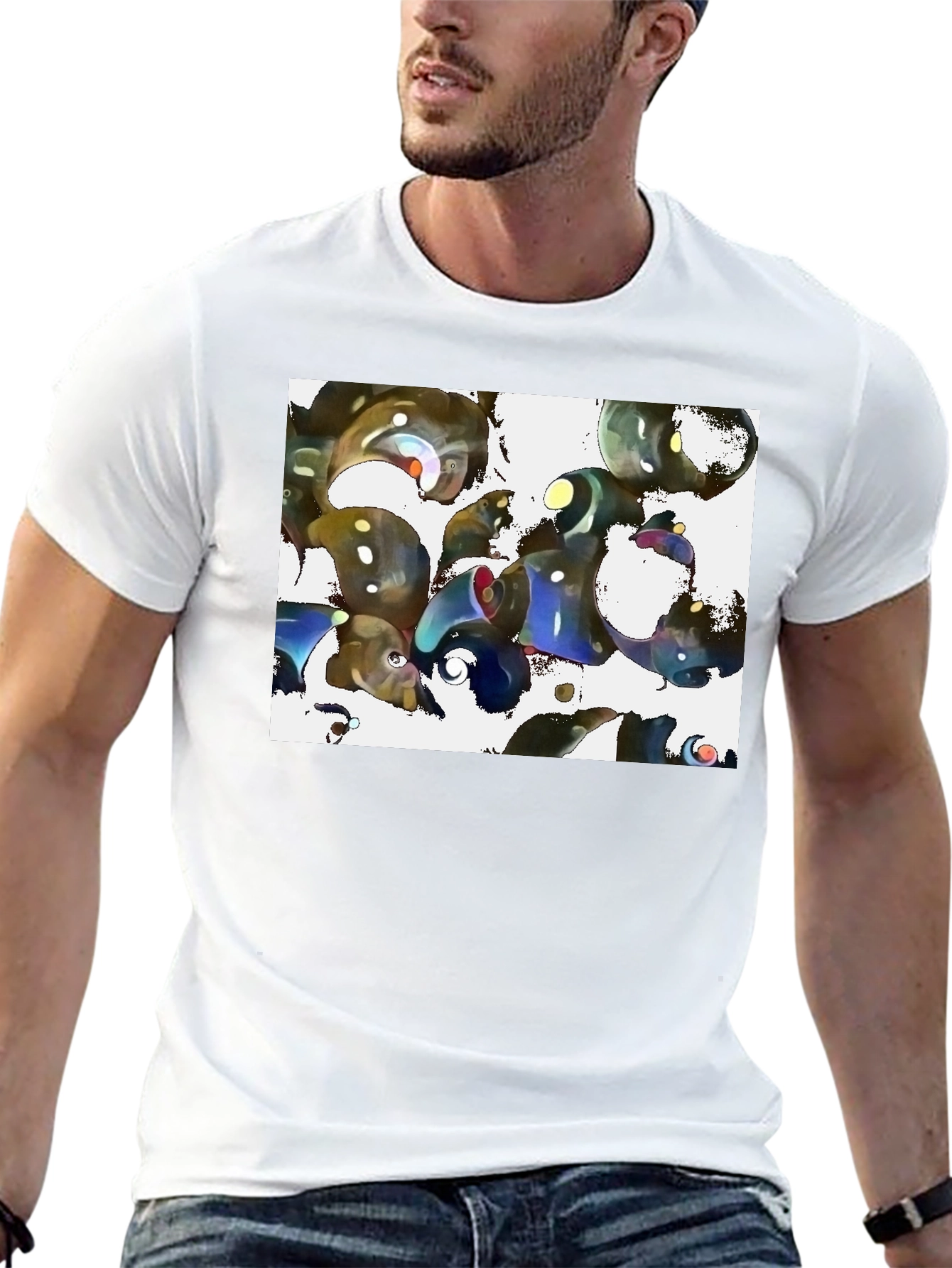 Abstract Design Black Cotton Tee