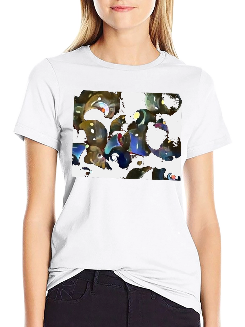 Abstract Design Black Cotton Tee