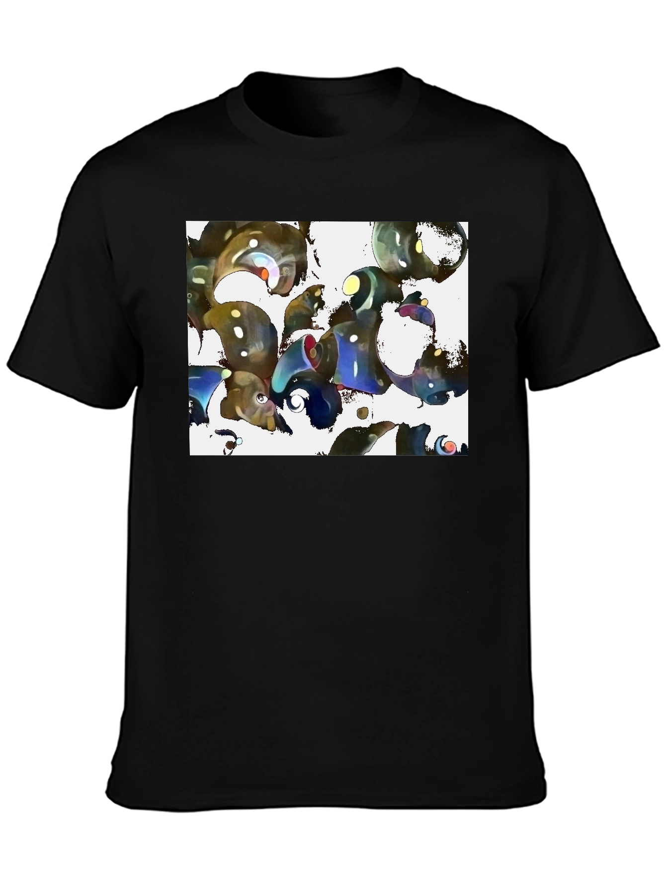 Abstract Design Black Cotton Tee