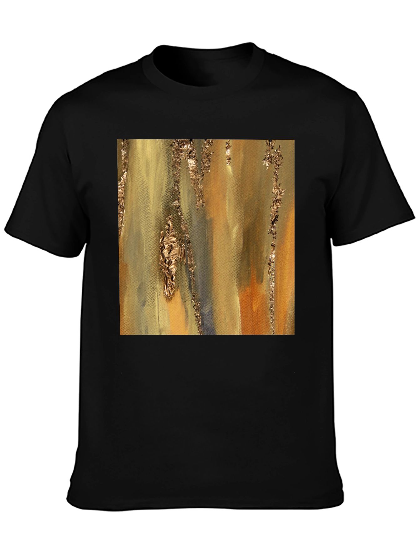 Abstract Gold Foil Art Black T-Shirt