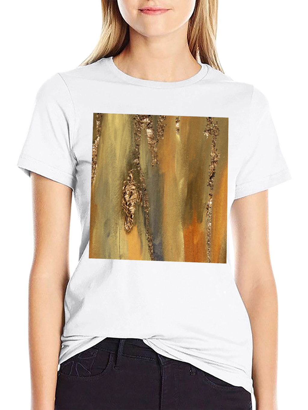 Abstract Gold Foil Art Black T-Shirt