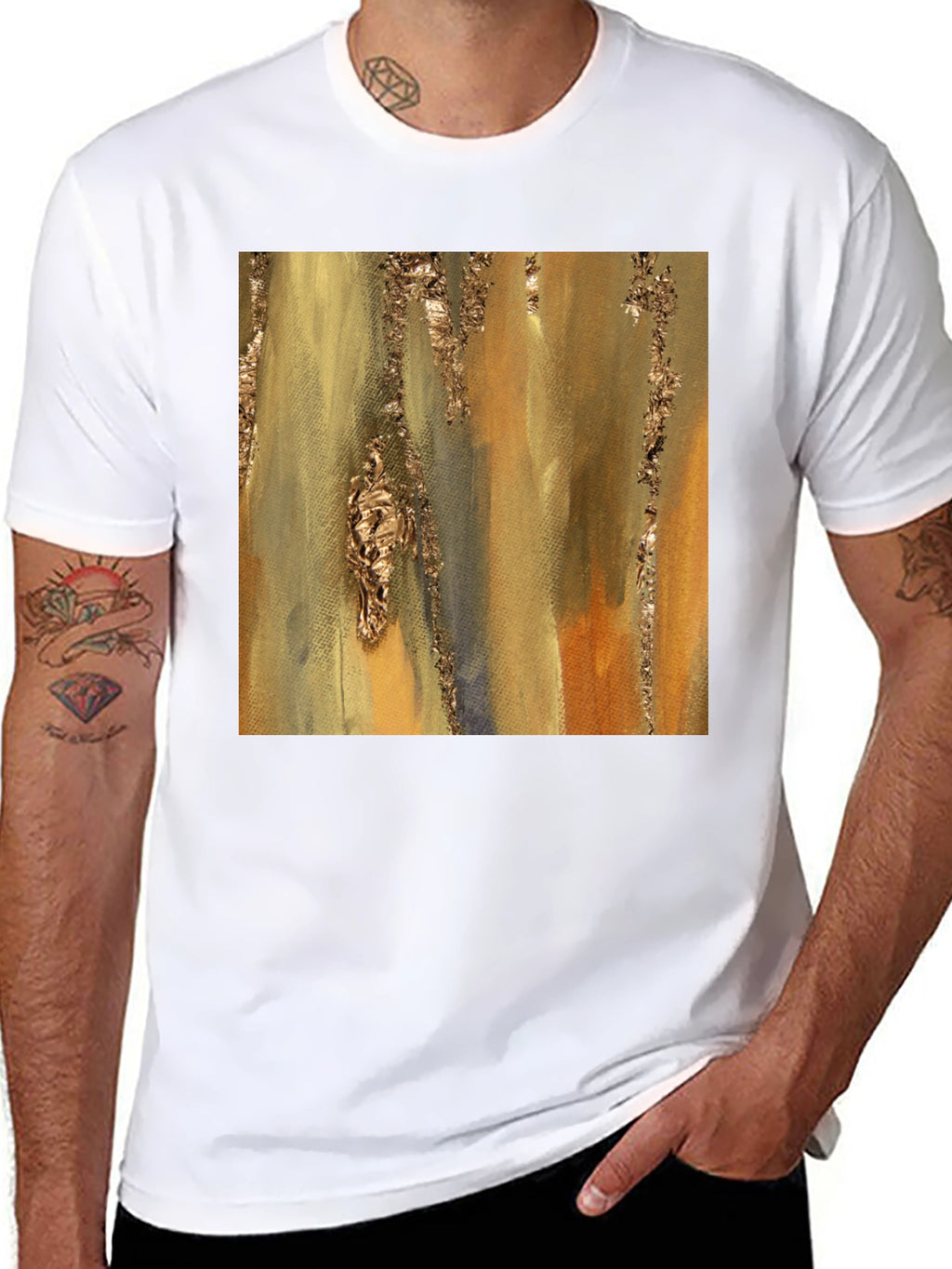 Abstract Gold Foil Art Black T-Shirt