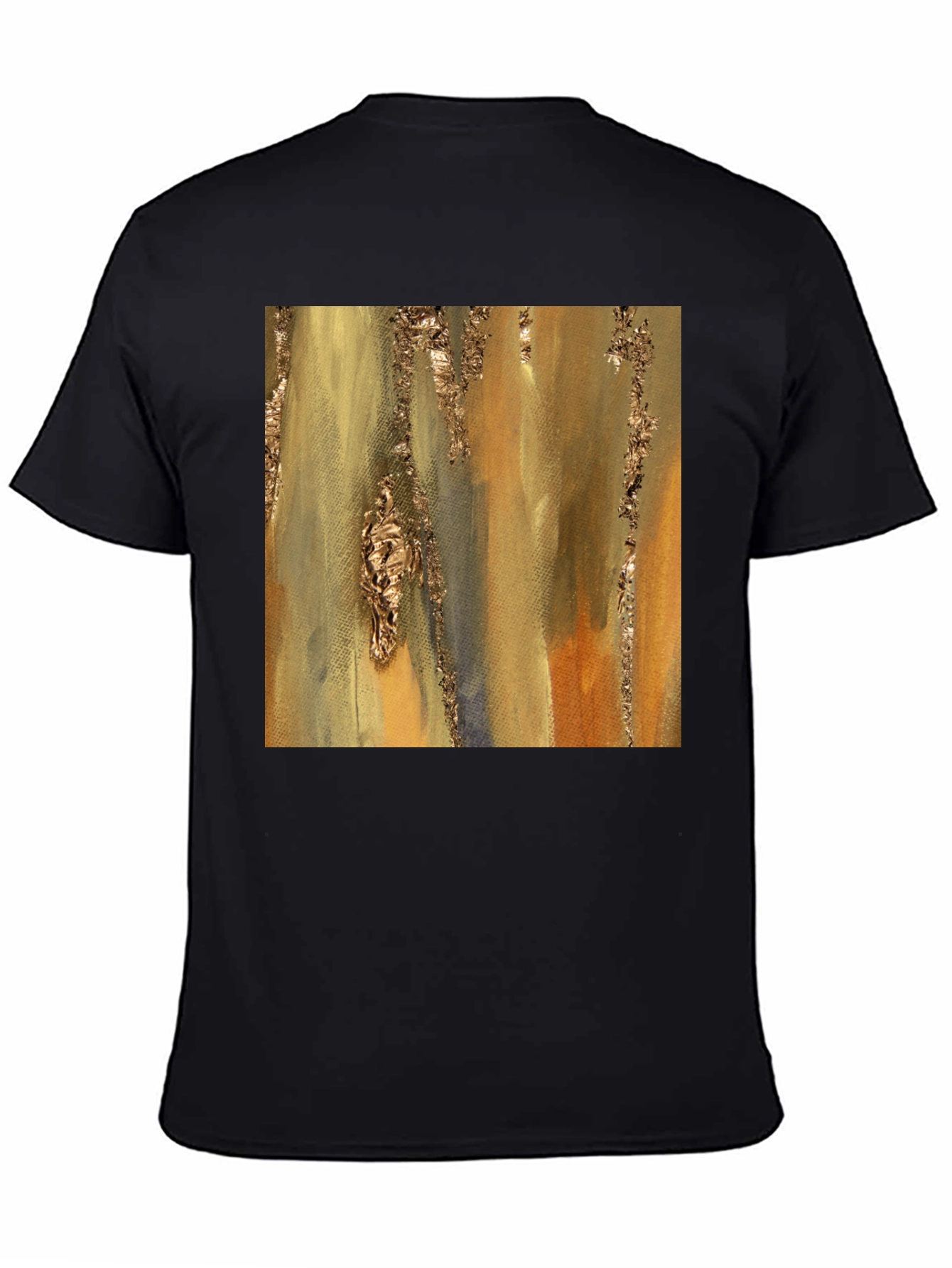 Abstract Gold Foil Art Black T-Shirt