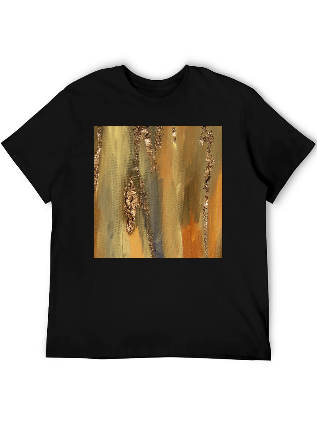 Abstract Gold Foil Art Black T-Shirt