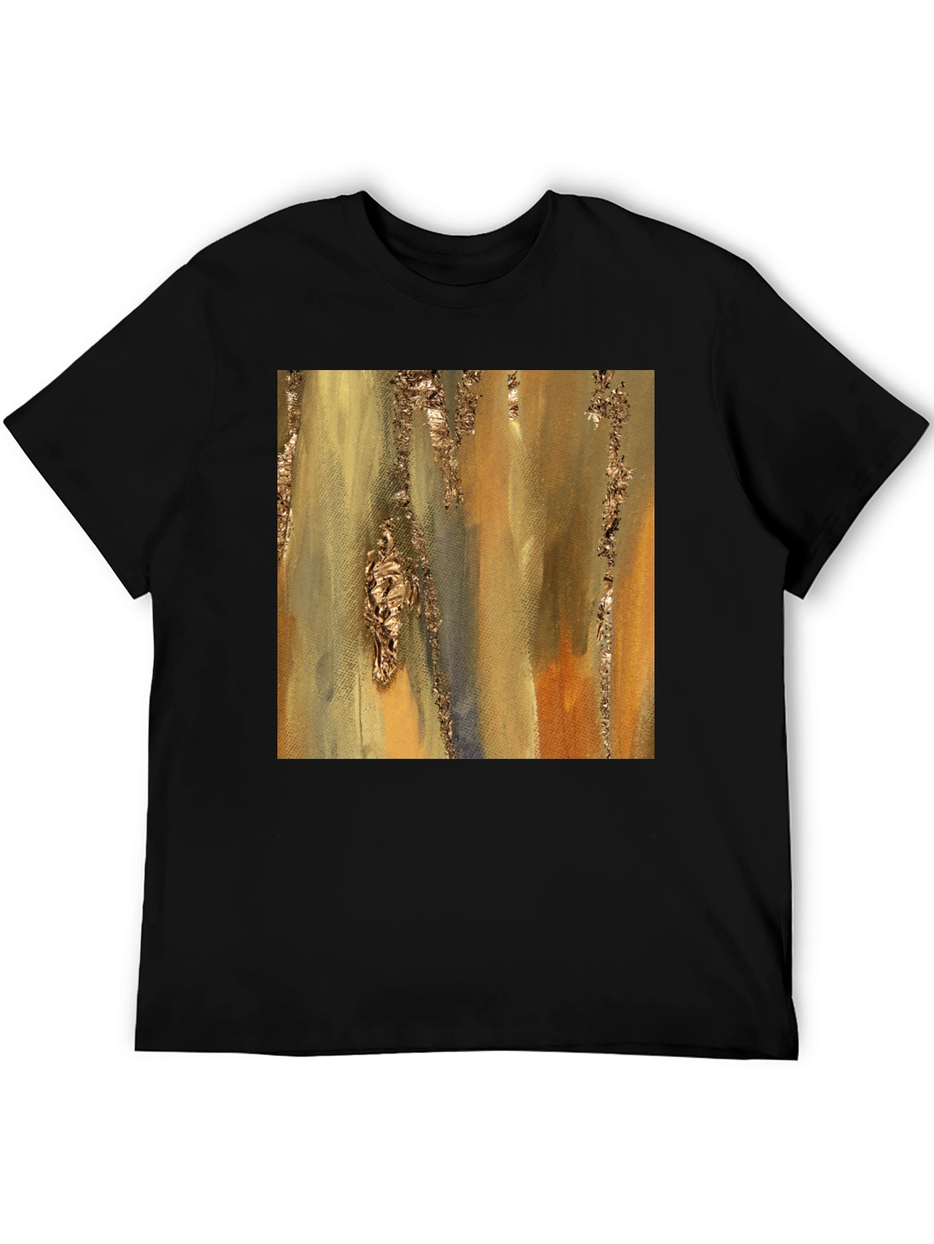 Abstract Gold Foil Art Black T-Shirt