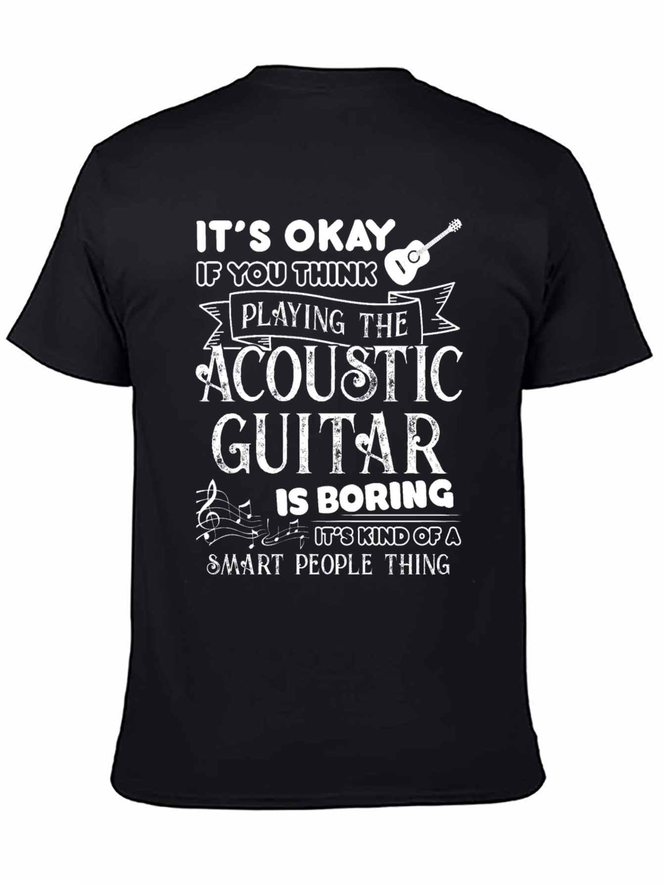 Acoustic Guitar Smart People Black T-Shirt