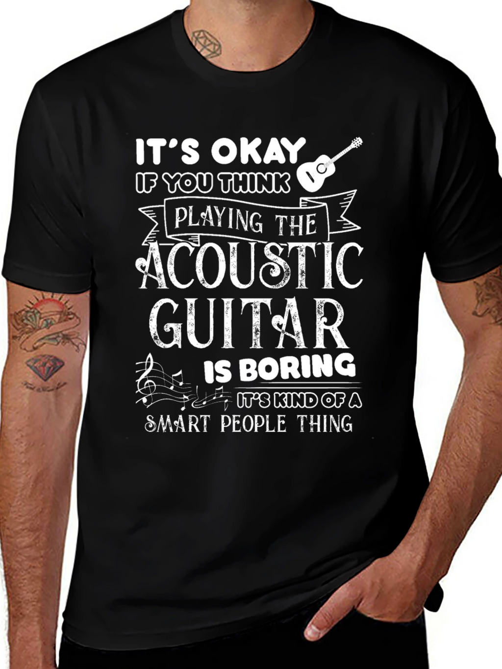 Acoustic Guitar Smart People Black T-Shirt