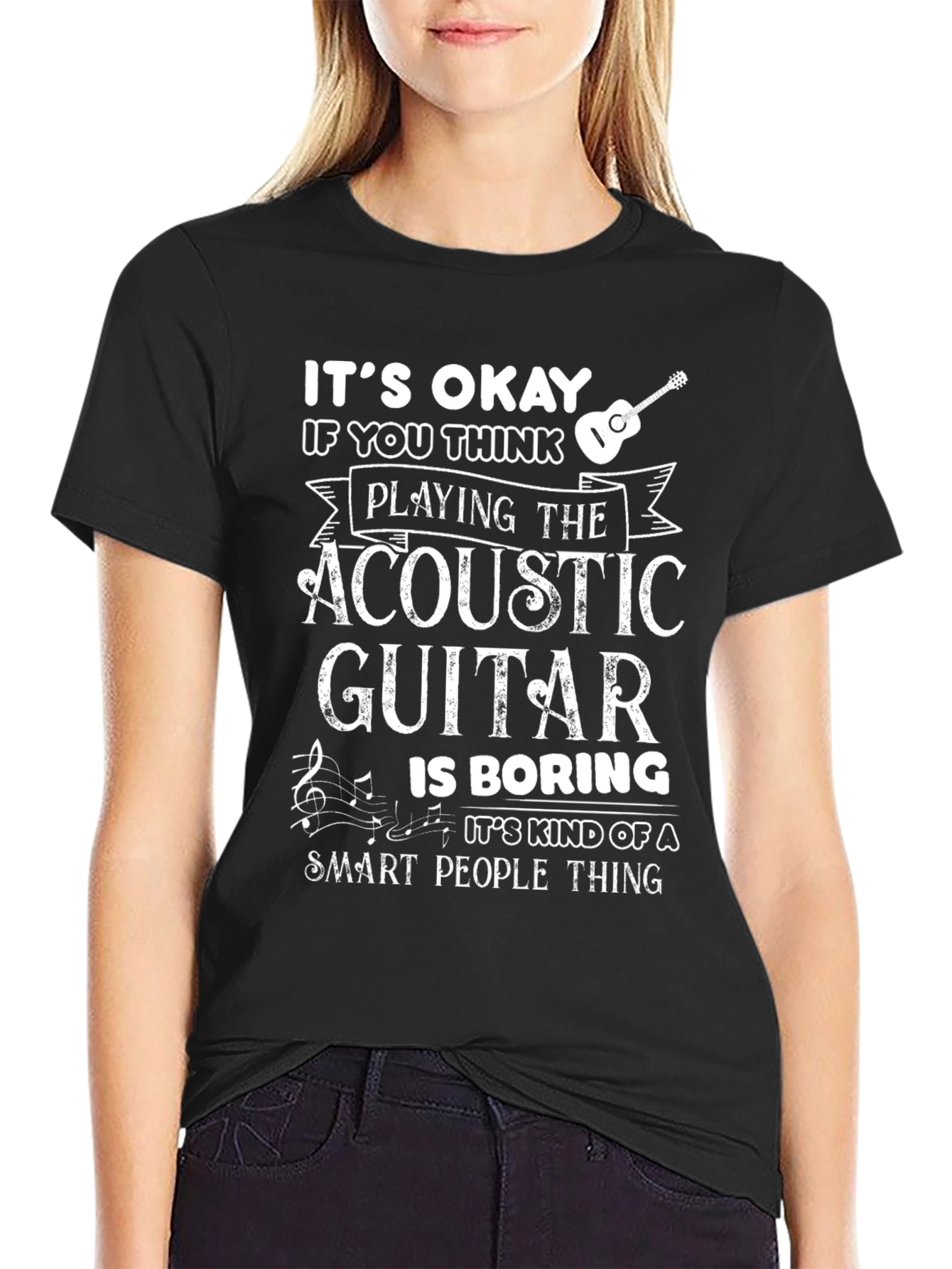Acoustic Guitar Smart People Black T-Shirt