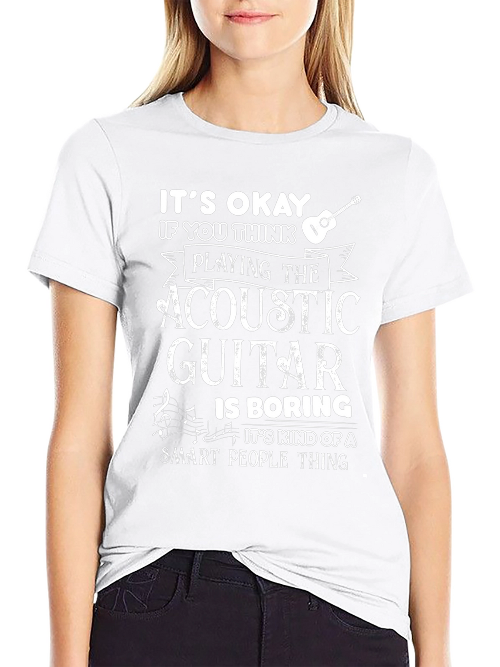 Acoustic Guitar Smart People Black T-Shirt