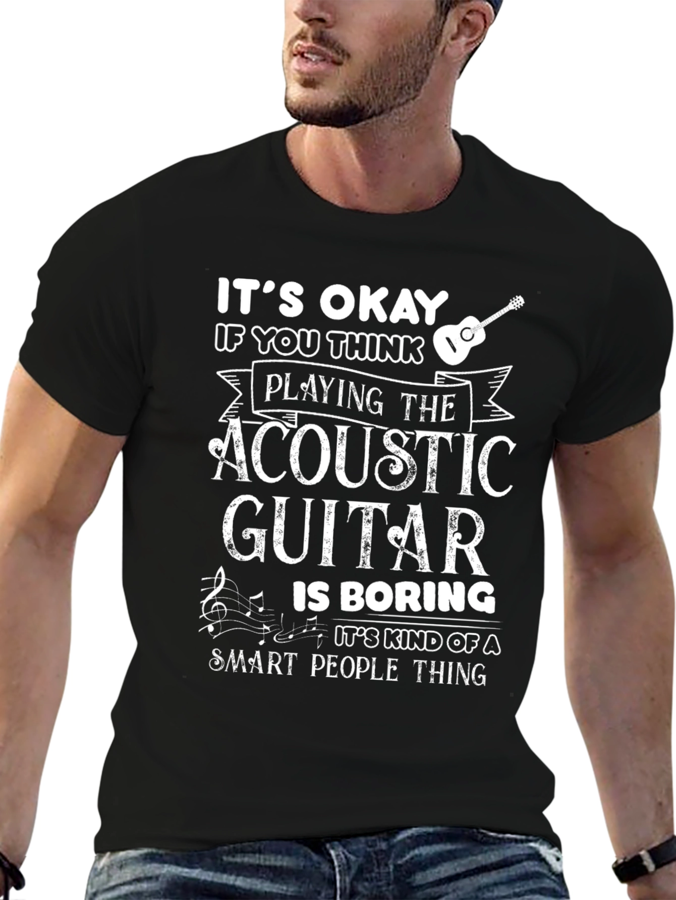Acoustic Guitar Smart People Black T-Shirt