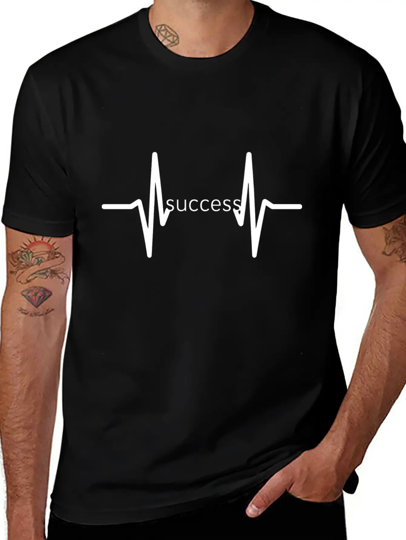 "Pulse Of Success" Classic Crew Neck Graphic Tee – Everyday Minimal Look