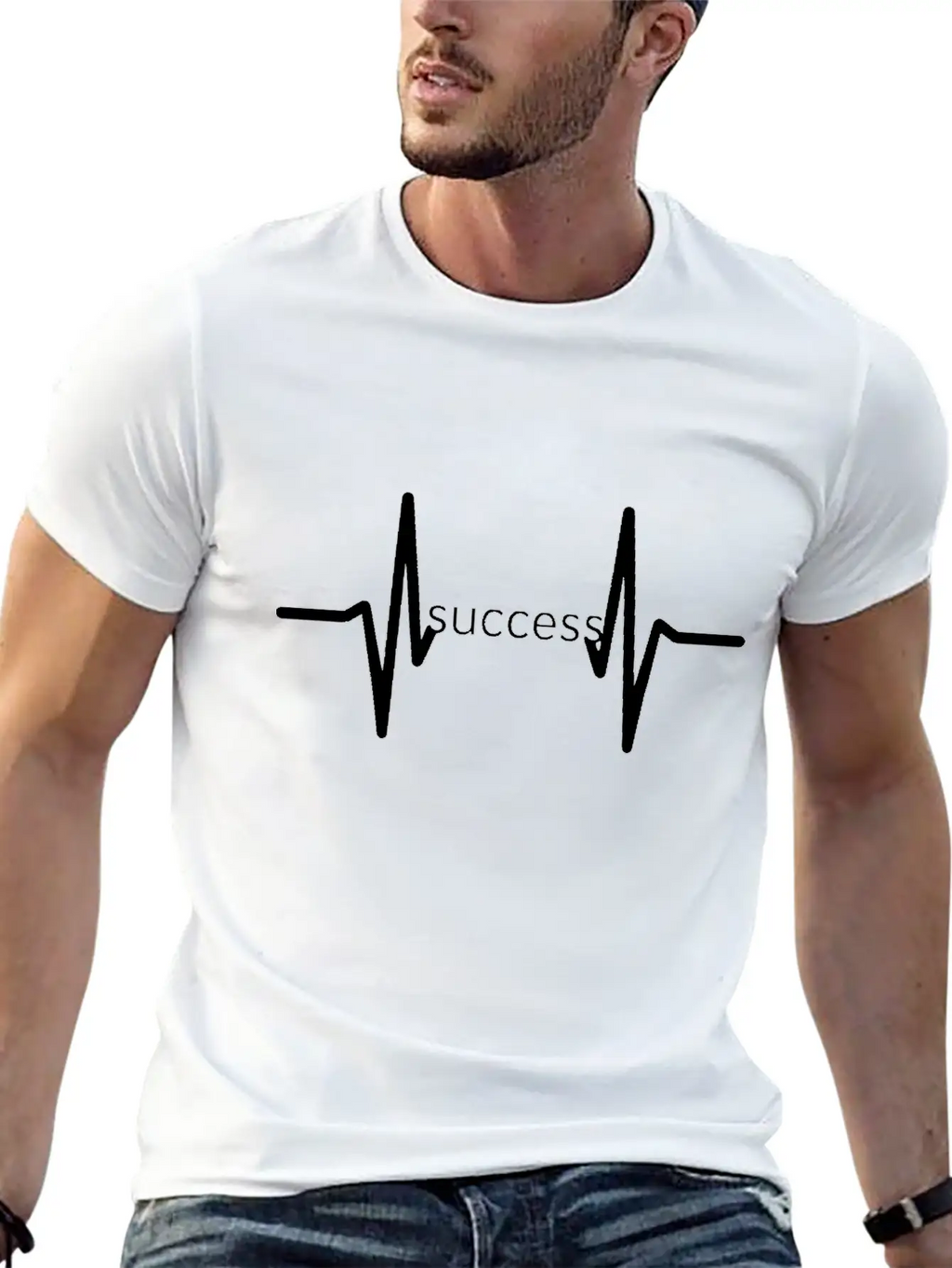 "Pulse Of Success" Classic Crew Neck Graphic Tee – Everyday Minimal Look
