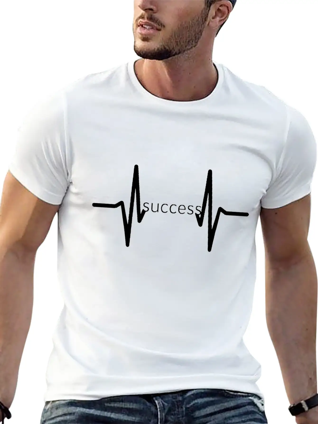 "Pulse Of Success" Classic Crew Neck Graphic Tee – Everyday Minimal Look