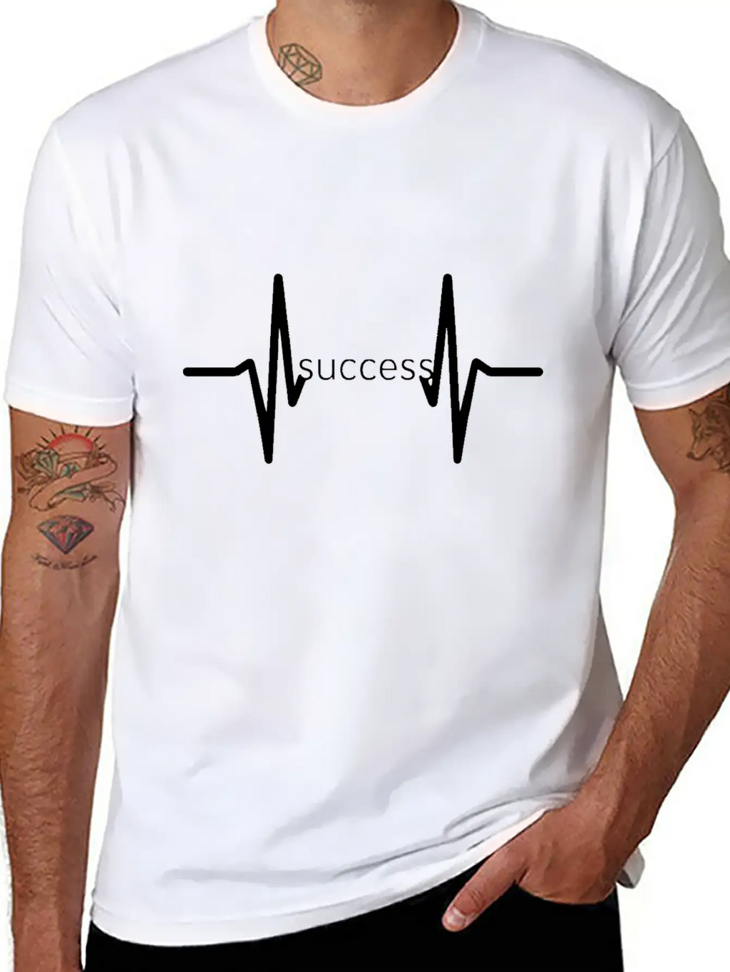"Pulse Of Success" Classic Crew Neck Graphic Tee – Everyday Minimal Look