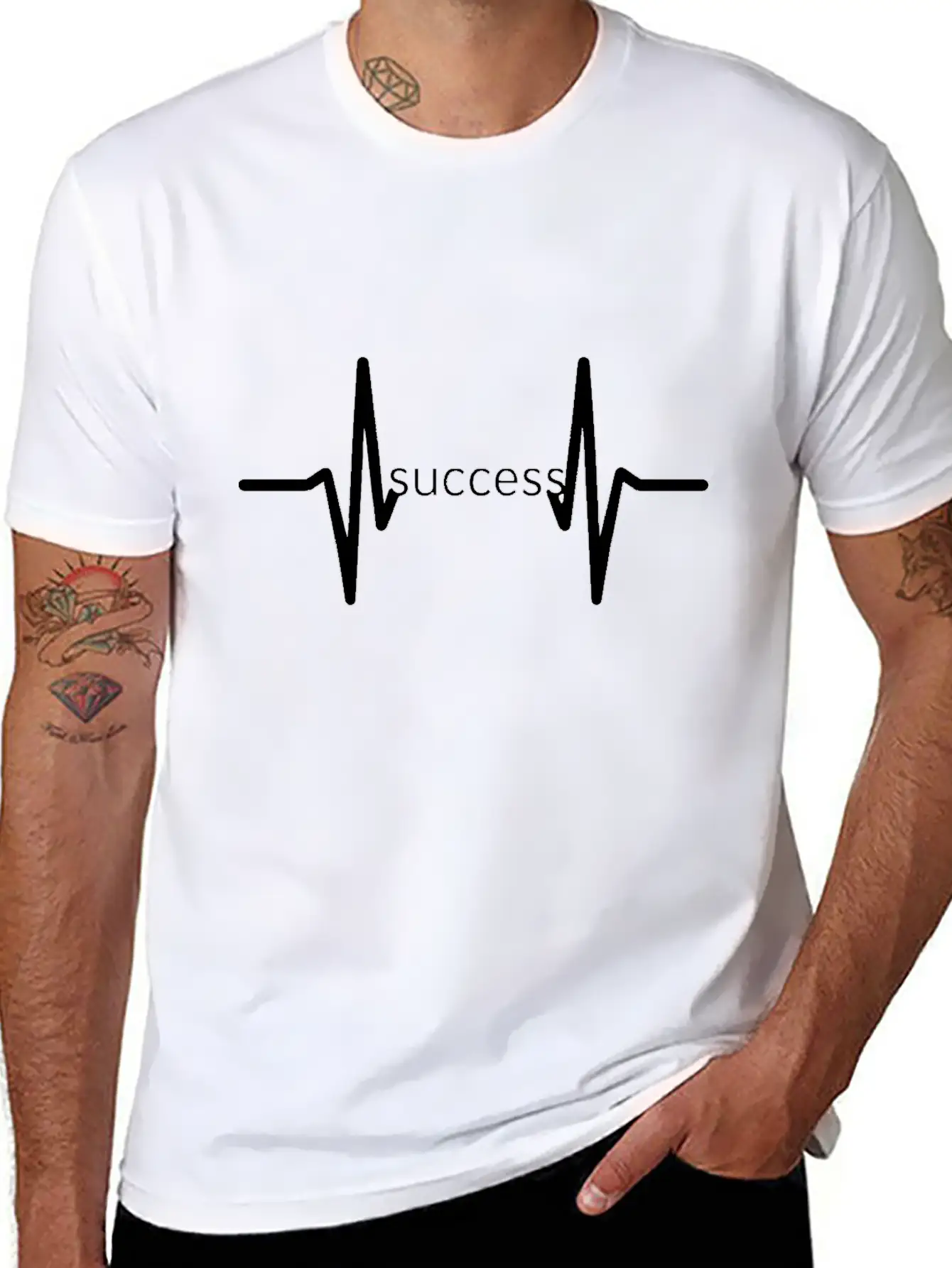 "Pulse Of Success" Classic Crew Neck Graphic Tee – Everyday Minimal Look