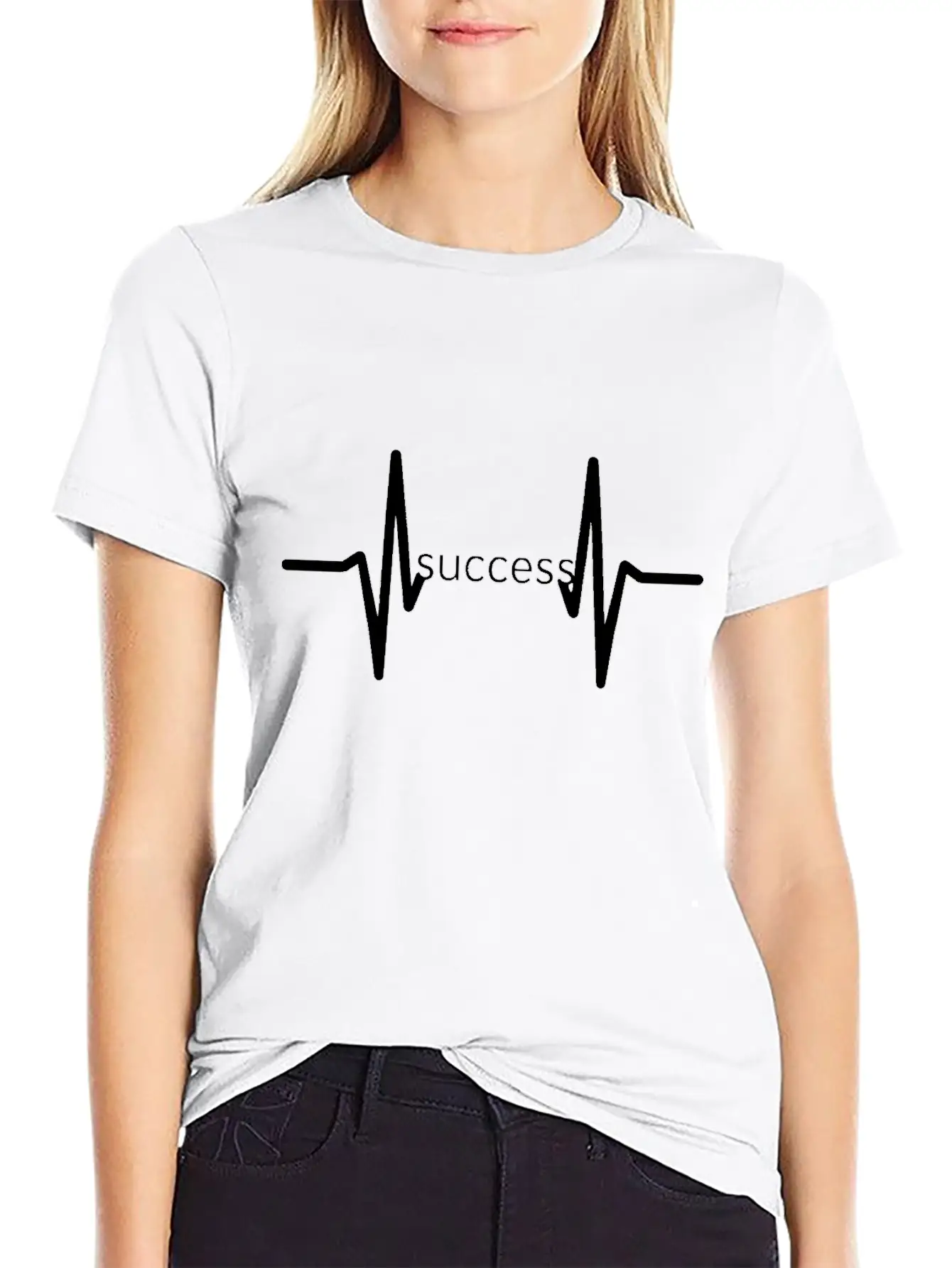 "Pulse Of Success" Classic Crew Neck Graphic Tee – Everyday Minimal Look