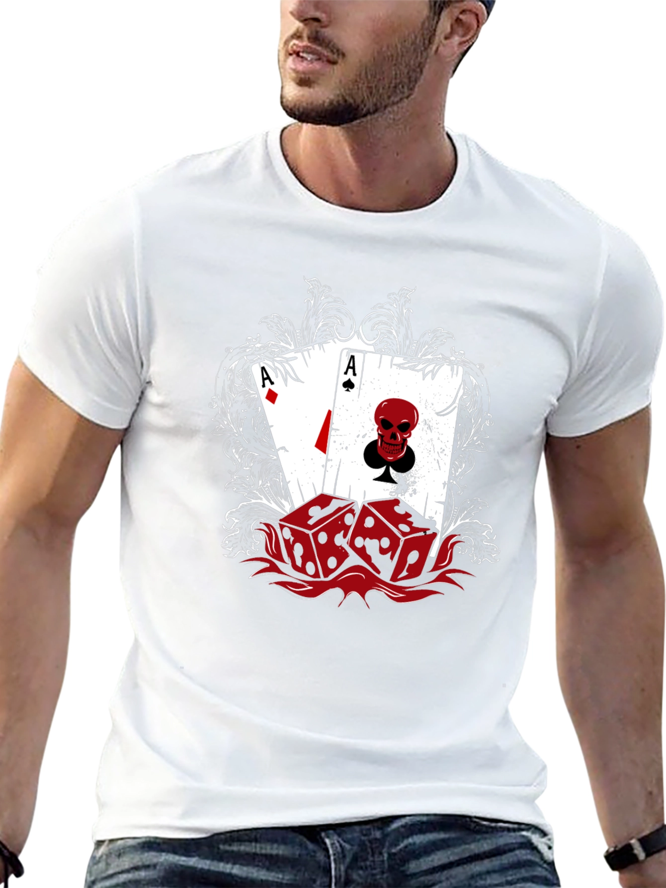 Ace & Skull Graphic Tee - Lucky Dice Black T-Shirt