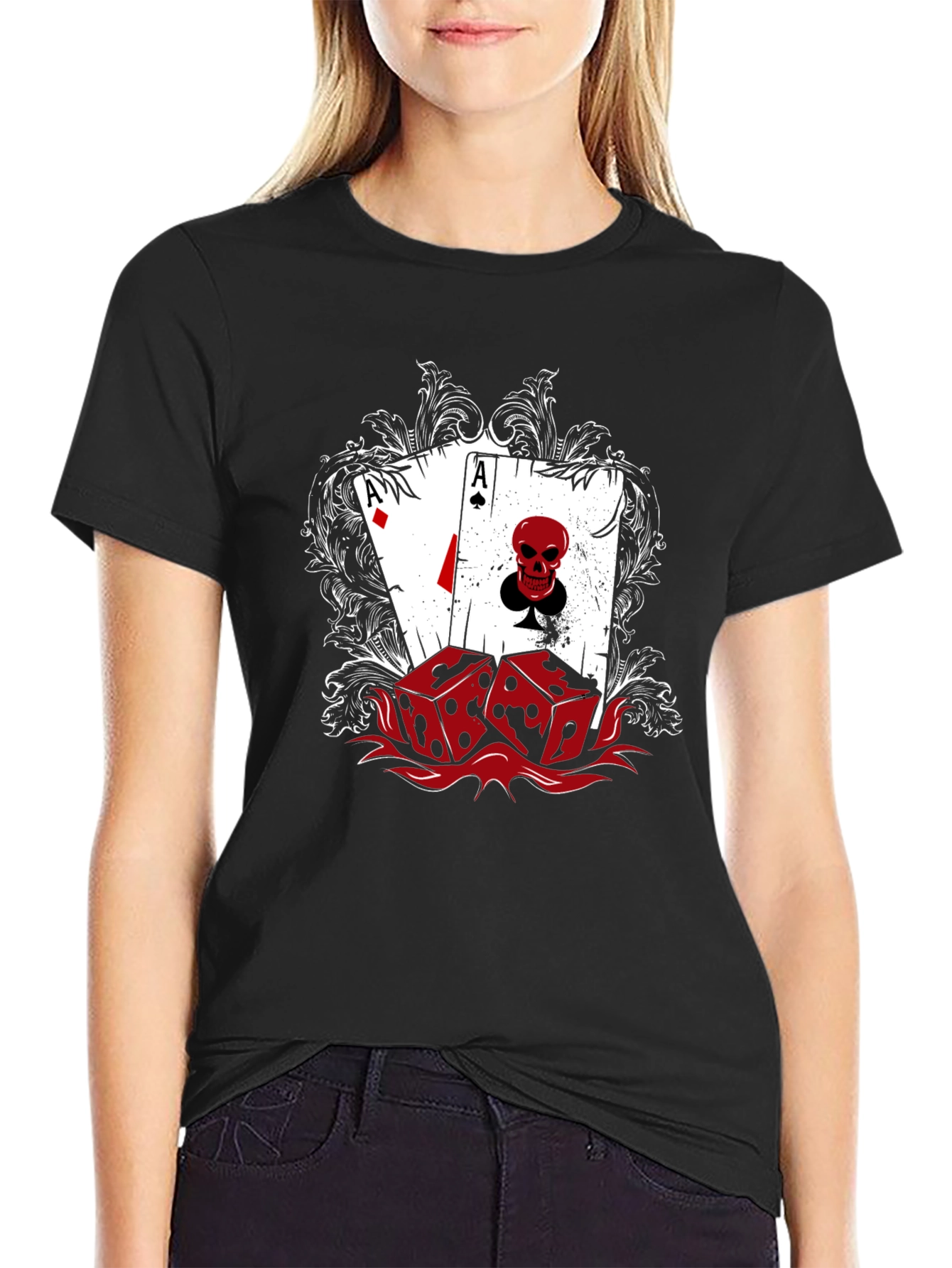 Ace & Skull Graphic Tee - Lucky Dice Black T-Shirt