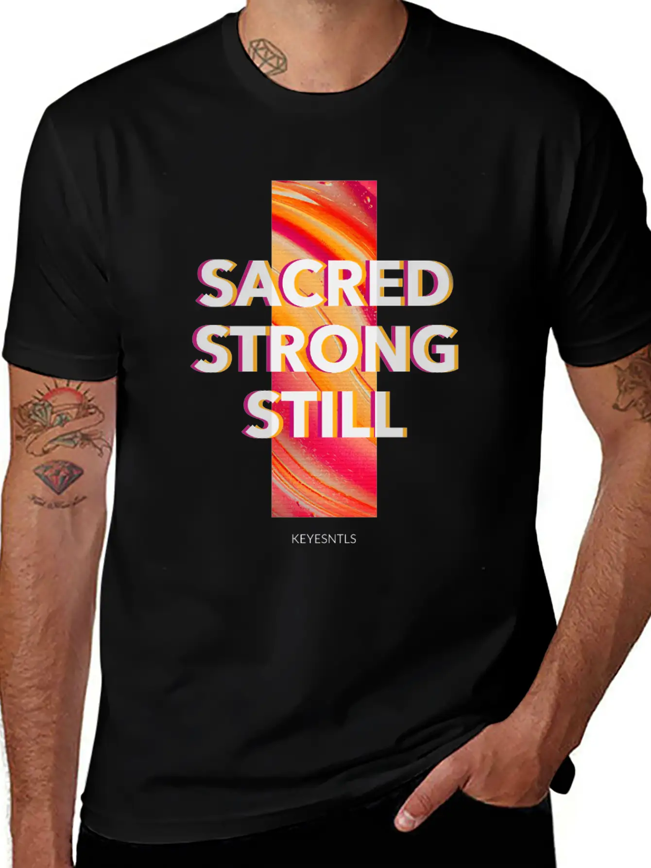 "Sacred. Strong. Still." Classic Crew Neck Graphic Tee – Everyday Minimal Look