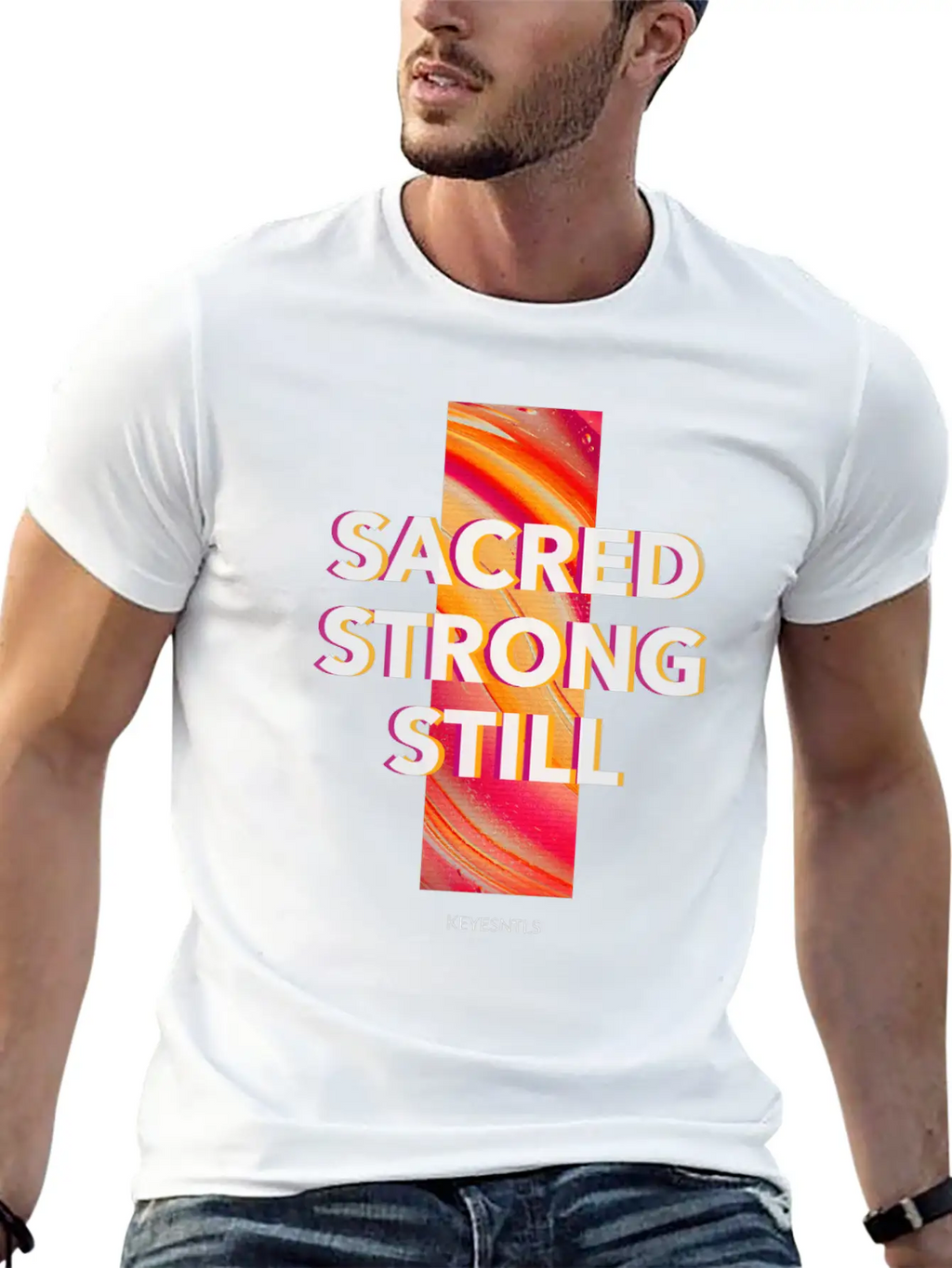 "Sacred. Strong. Still." Classic Crew Neck Graphic Tee – Everyday Minimal Look