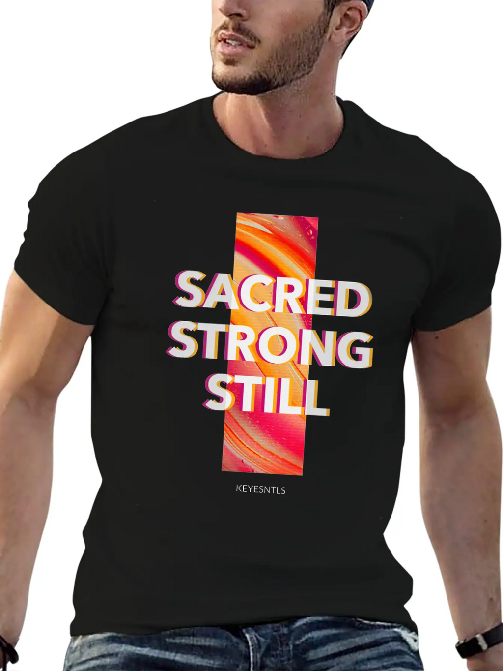 "Sacred. Strong. Still." Classic Crew Neck Graphic Tee – Everyday Minimal Look