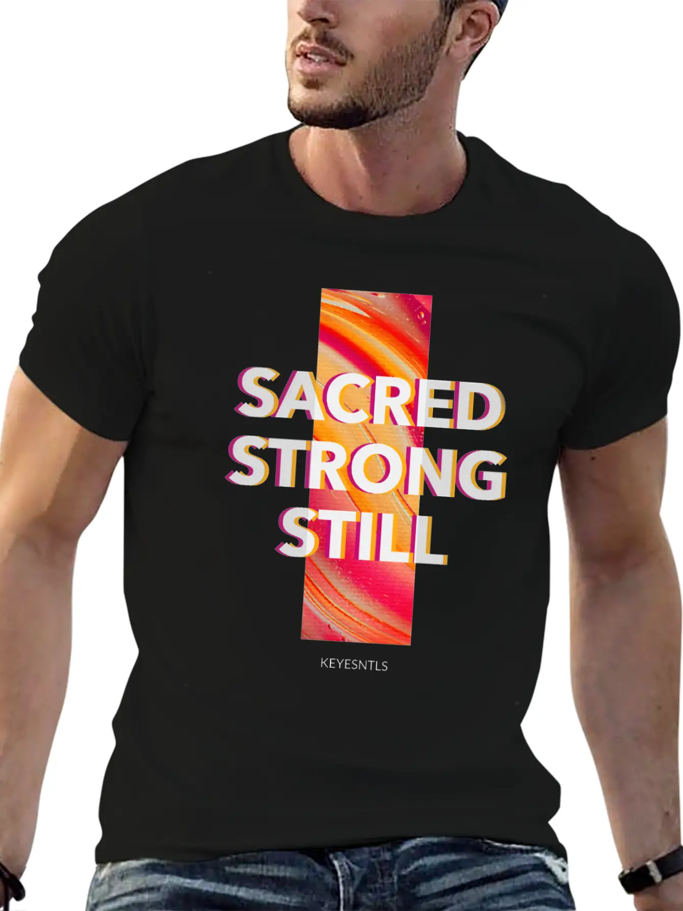 "Sacred. Strong. Still." Classic Crew Neck Graphic Tee – Everyday Minimal Look