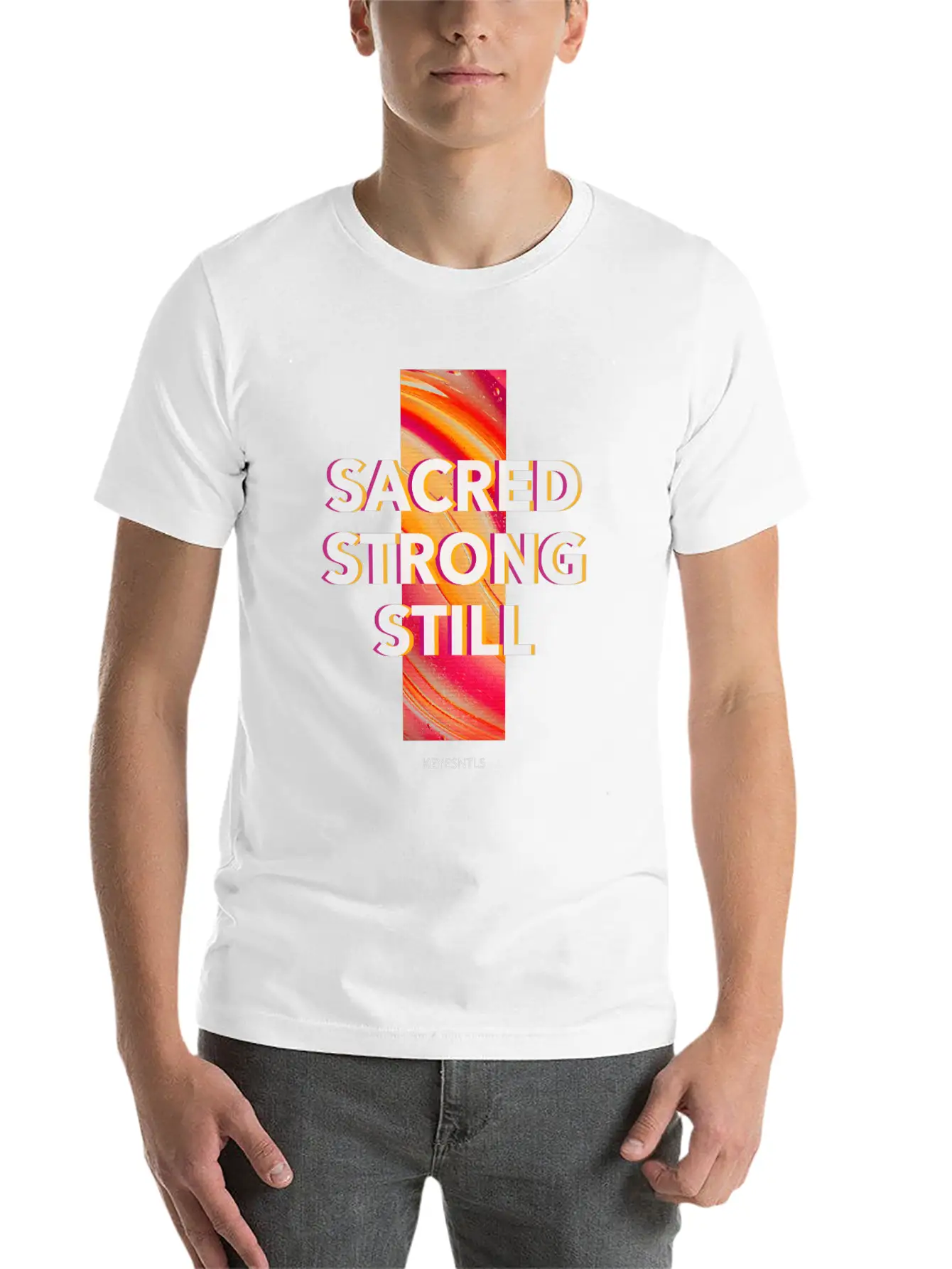 "Sacred. Strong. Still." Classic Crew Neck Graphic Tee – Everyday Minimal Look