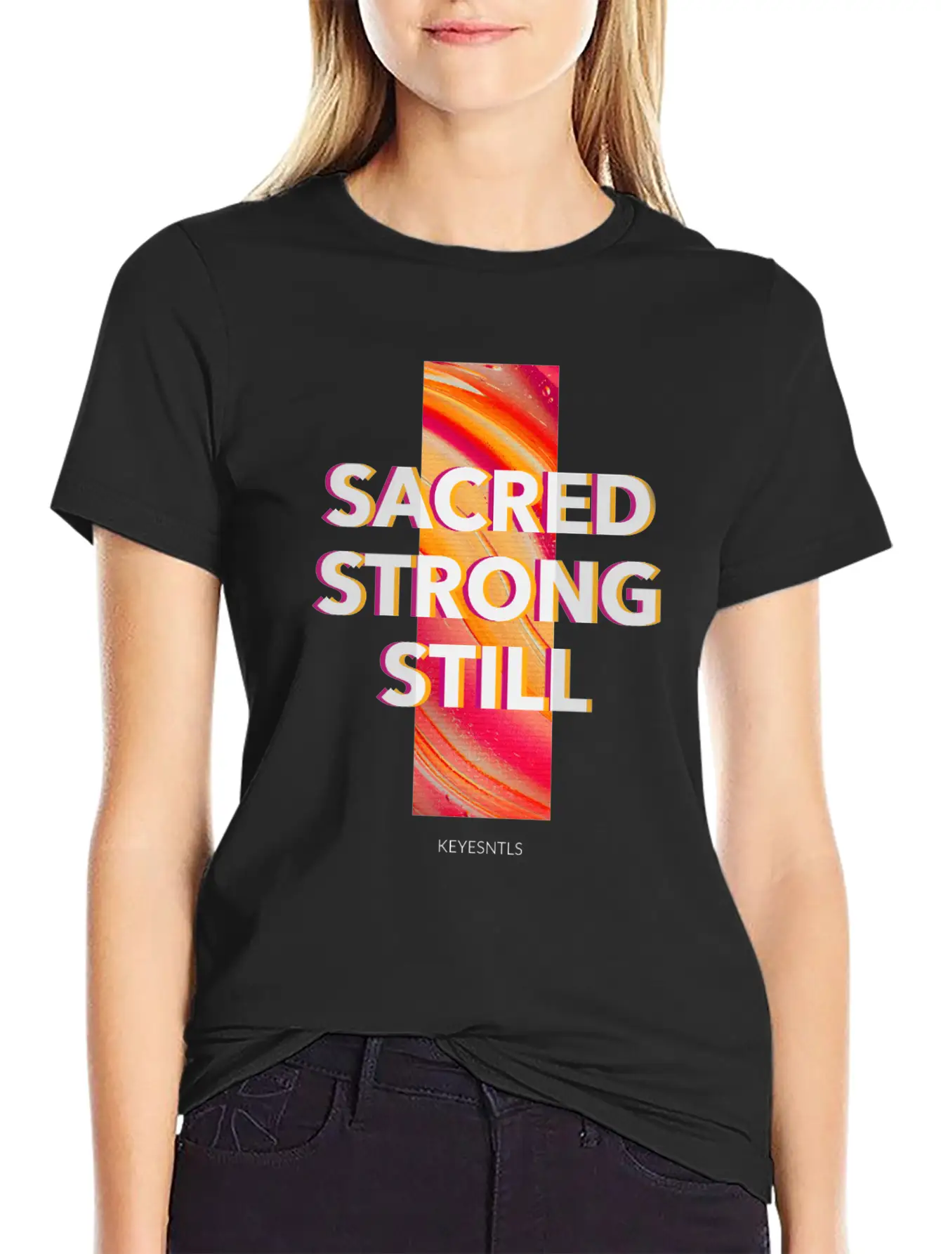 "Sacred. Strong. Still." Classic Crew Neck Graphic Tee – Everyday Minimal Look