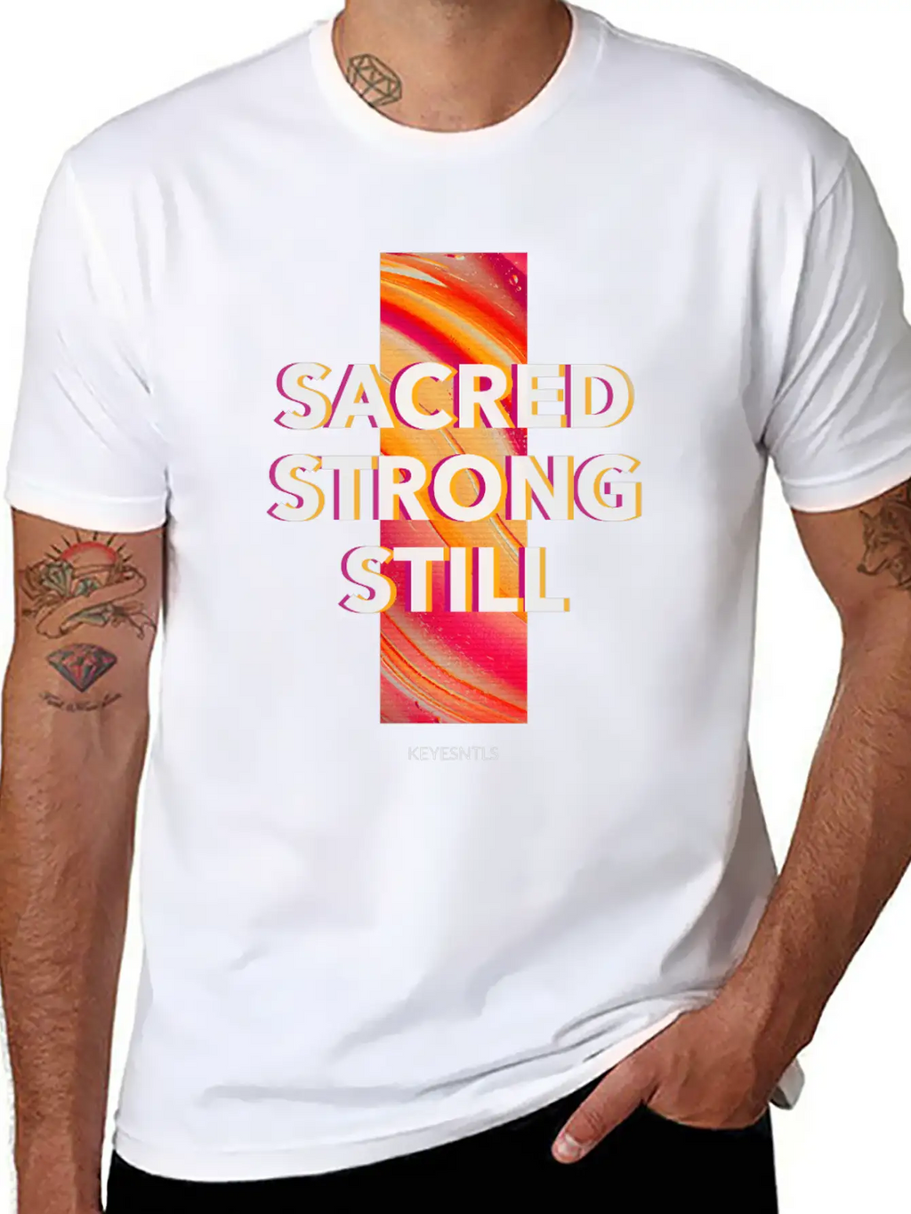 "Sacred. Strong. Still." Classic Crew Neck Graphic Tee – Everyday Minimal Look