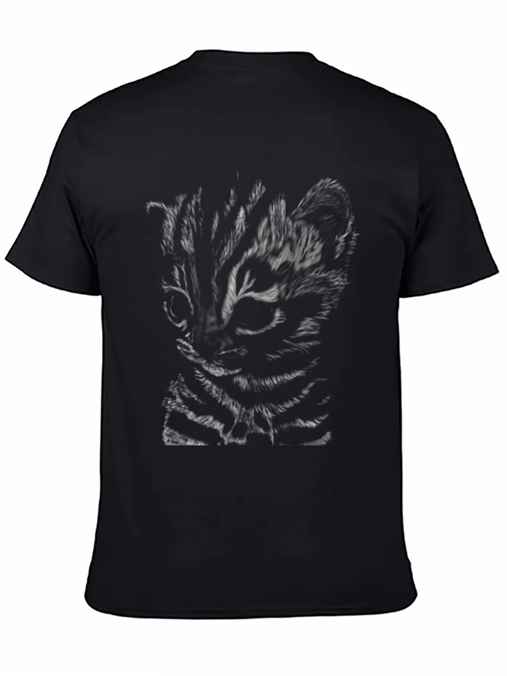 "Striped Kitten" Jamie's Hand-Drawn Cat Collection Soft Cotton Short Sleeve Tee – Unisex Wardrobe Staple