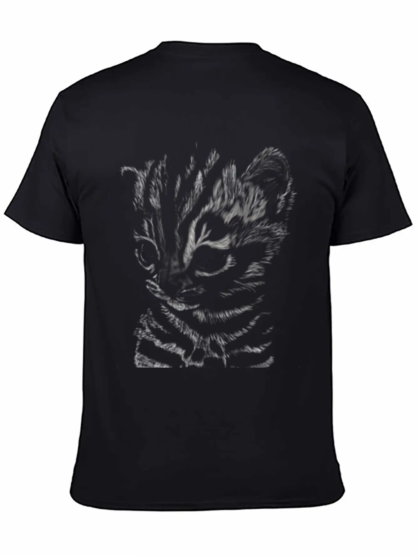 "Striped Kitten" Jamie's Hand-Drawn Cat Collection Soft Cotton Short Sleeve Tee – Unisex Wardrobe Staple