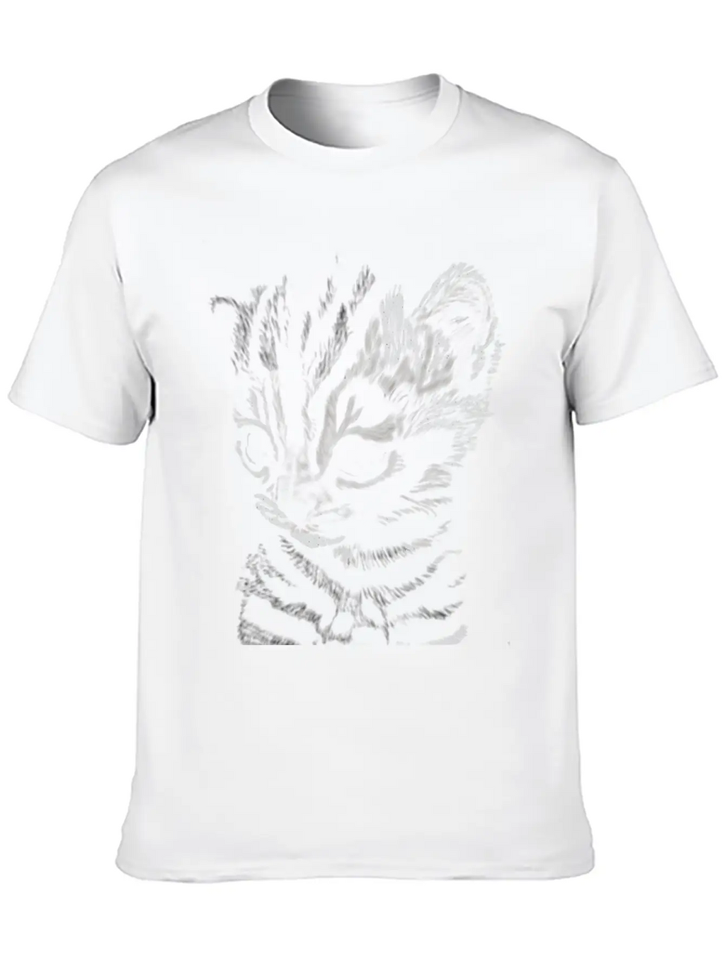 "Striped Kitten" Jamie's Hand-Drawn Cat Collection Soft Cotton Short Sleeve Tee – Unisex Wardrobe Staple