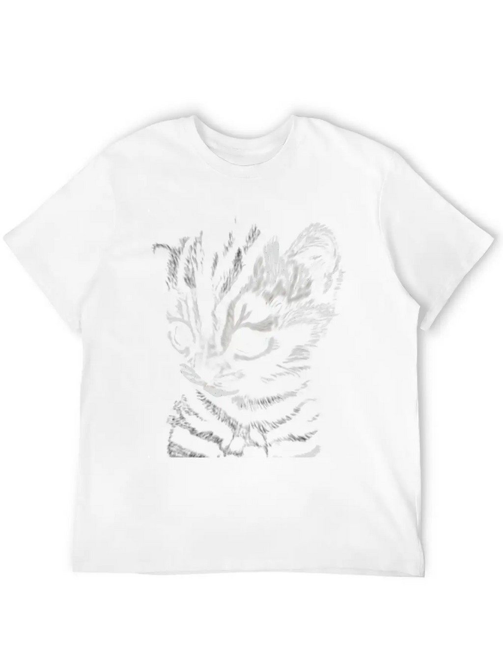 "Striped Kitten" Jamie's Hand-Drawn Cat Collection Soft Cotton Short Sleeve Tee – Unisex Wardrobe Staple