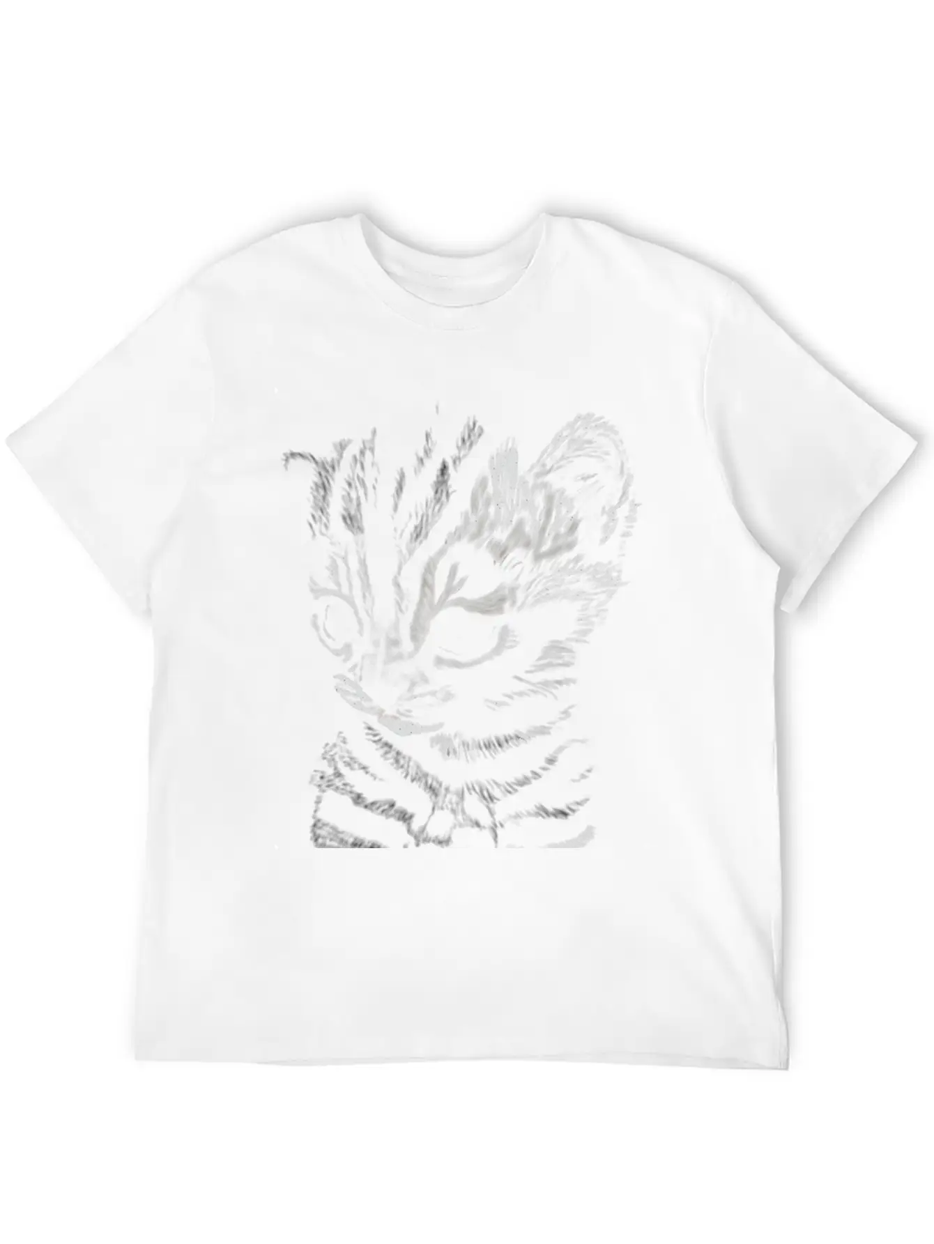"Striped Kitten" Jamie's Hand-Drawn Cat Collection Soft Cotton Short Sleeve Tee – Unisex Wardrobe Staple
