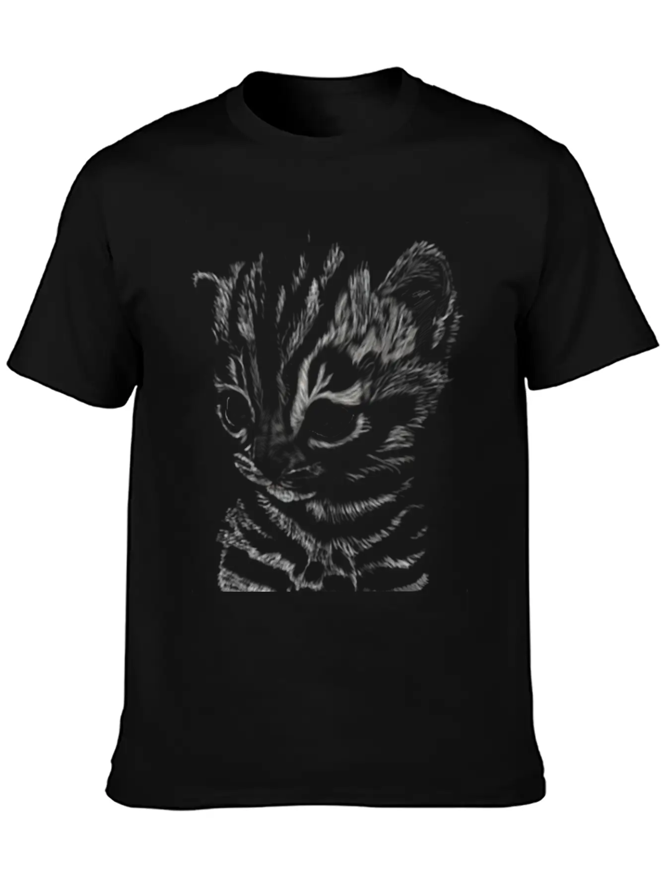 "Striped Kitten" Jamie's Hand-Drawn Cat Collection Soft Cotton Short Sleeve Tee – Unisex Wardrobe Staple
