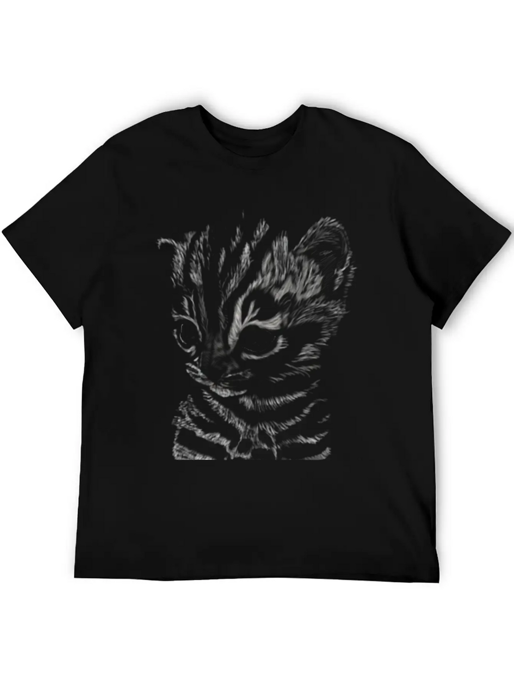 "Striped Kitten" Jamie's Hand-Drawn Cat Collection Soft Cotton Short Sleeve Tee – Unisex Wardrobe Staple