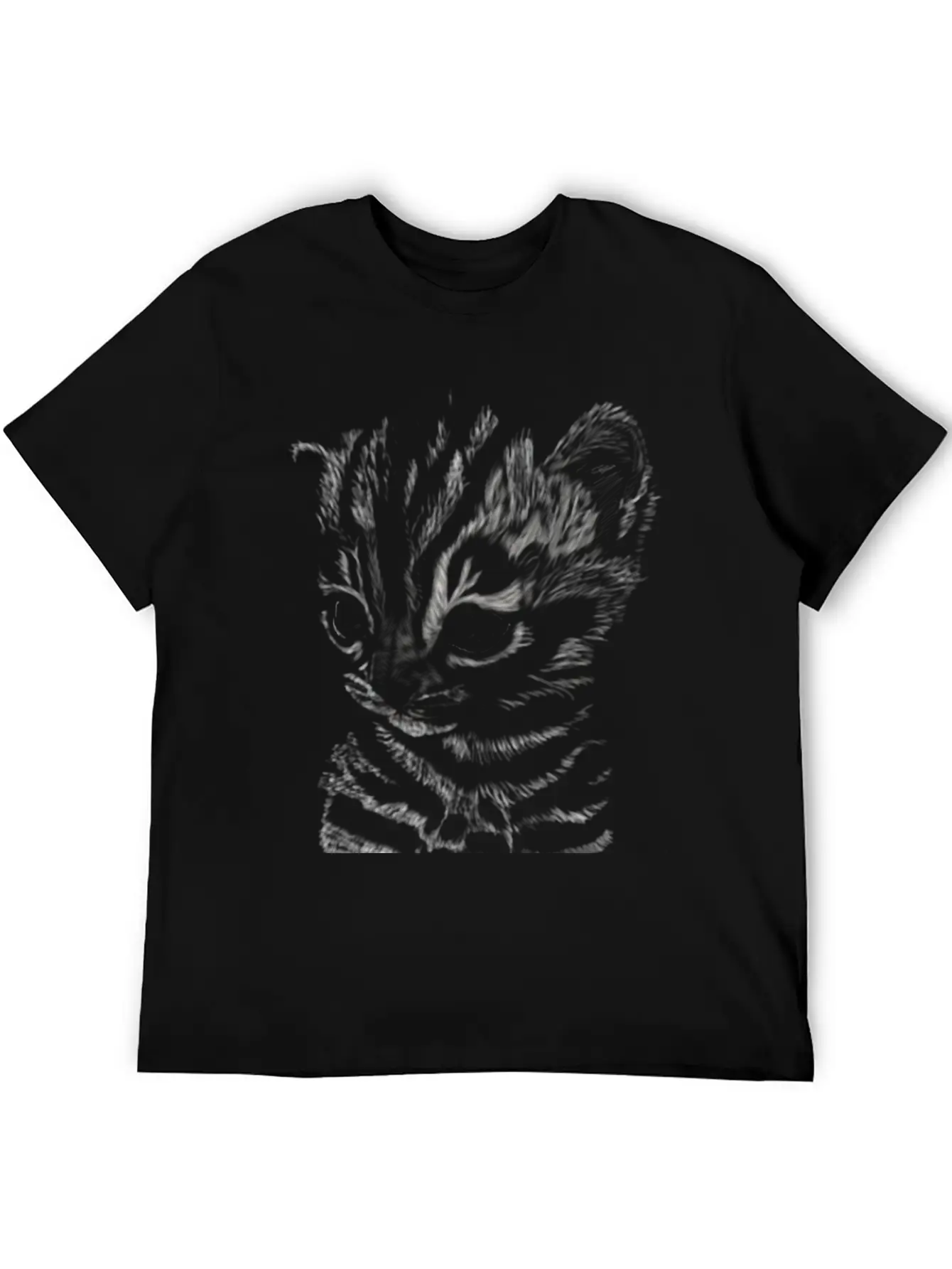 "Striped Kitten" Jamie's Hand-Drawn Cat Collection Soft Cotton Short Sleeve Tee – Unisex Wardrobe Staple