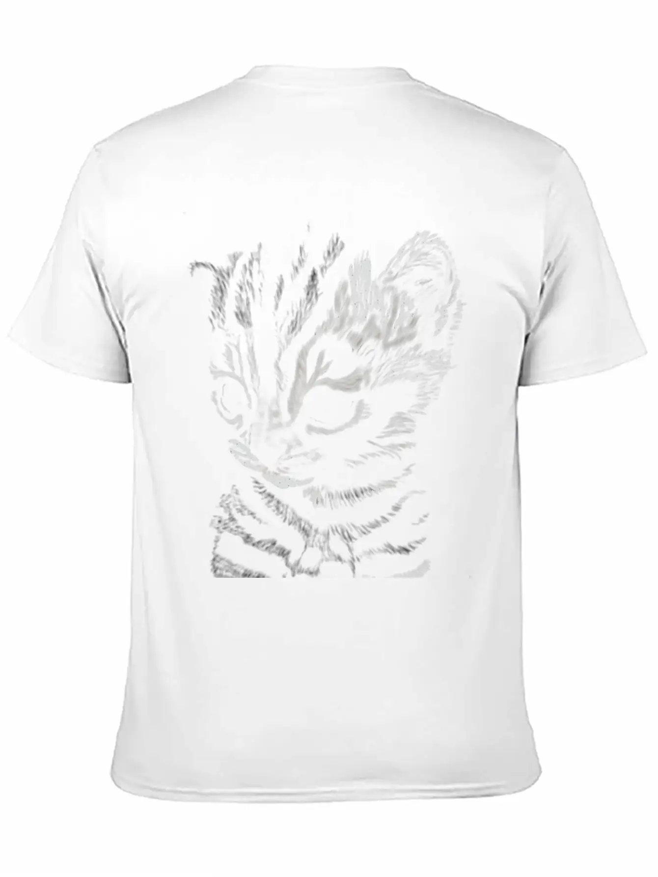 "Striped Kitten" Jamie's Hand-Drawn Cat Collection Soft Cotton Short Sleeve Tee – Unisex Wardrobe Staple