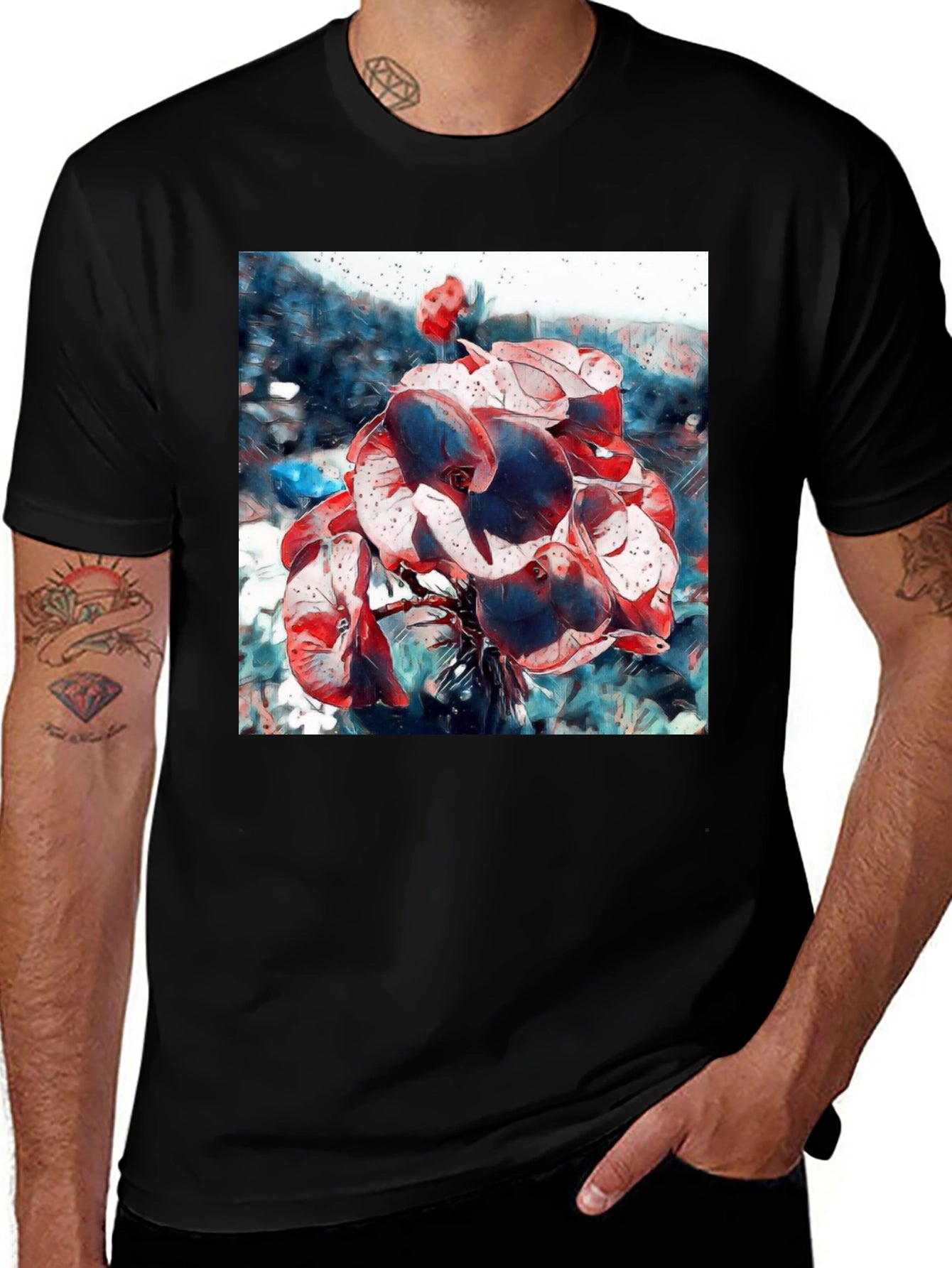 Abstract Floral T-Shirt - Artistic Botanical Design