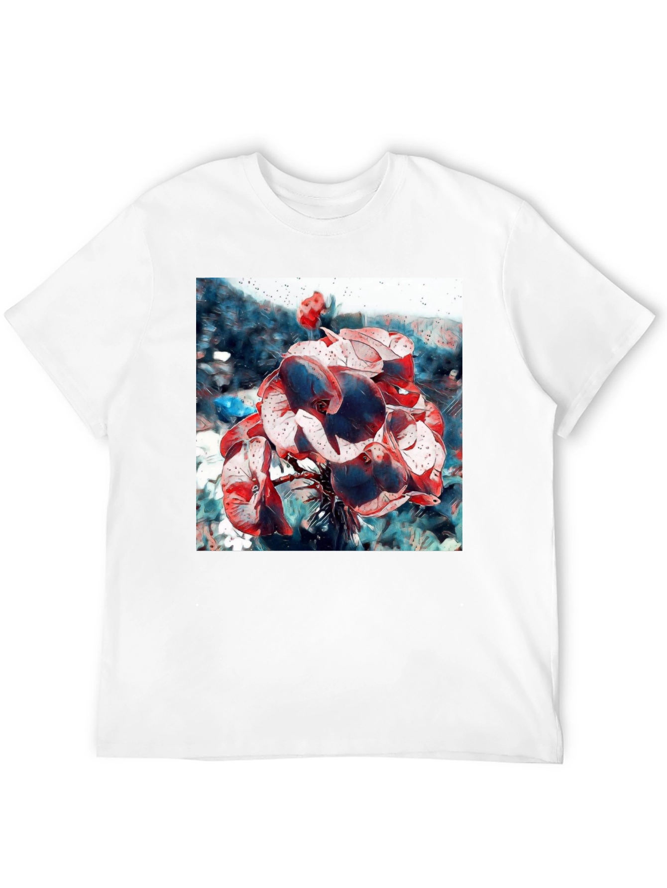 Abstract Floral T-Shirt - Artistic Botanical Design