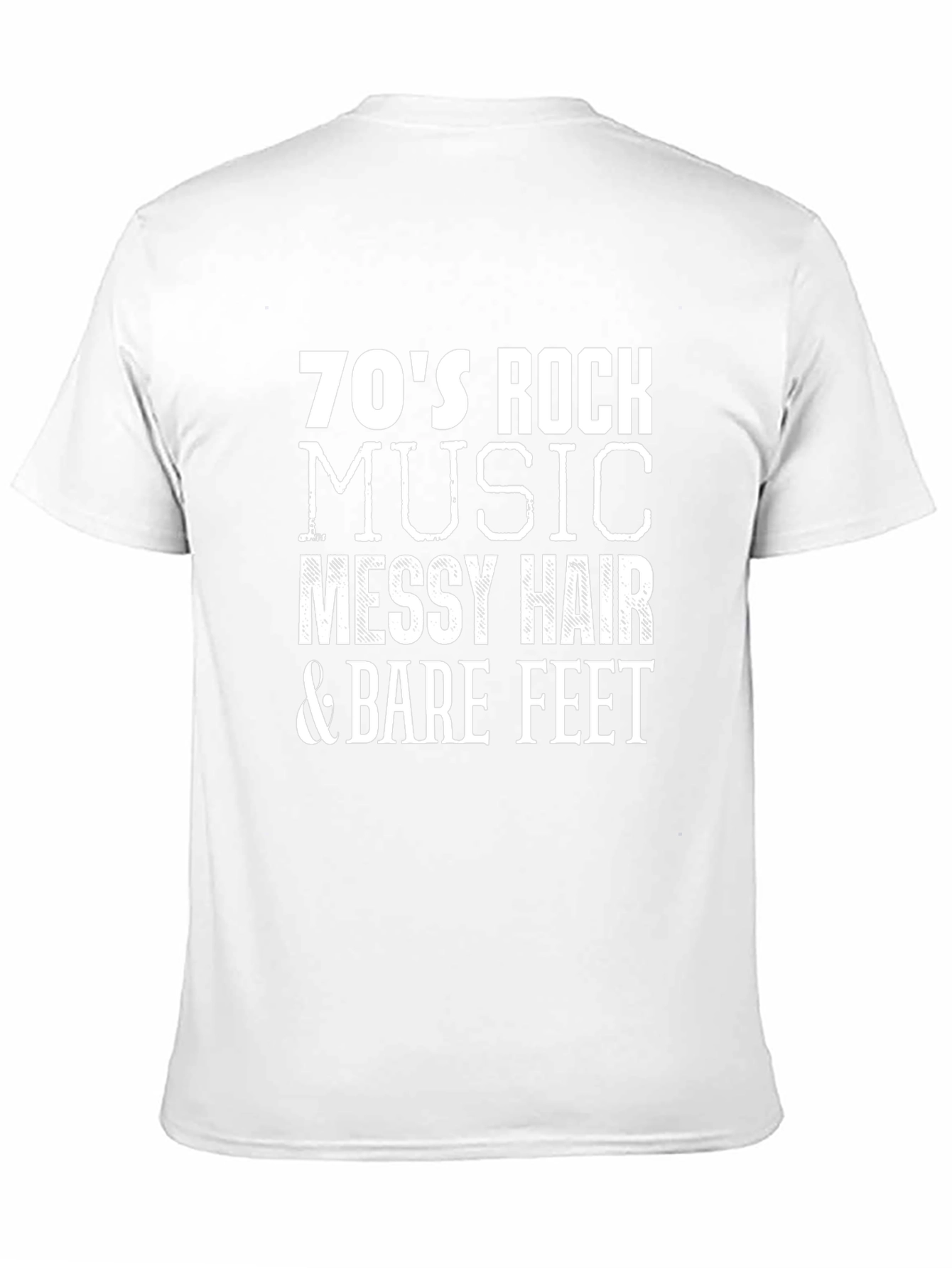 70s Rock Music T-Shirt - Messy Hair & Bare Feet
