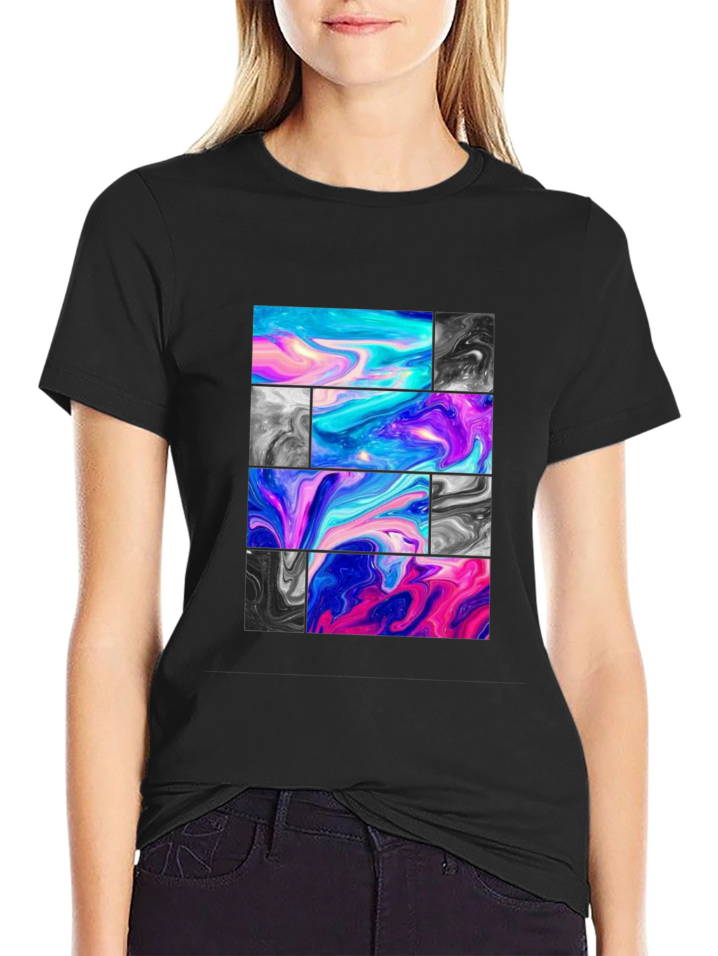 Abstract Marble Block Graphic Print T-Shirt