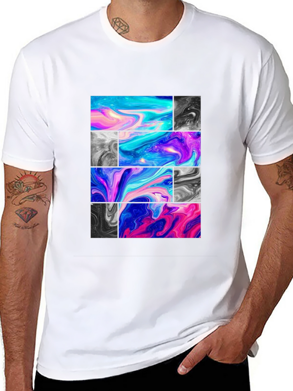 Abstract Marble Block Graphic Print T-Shirt