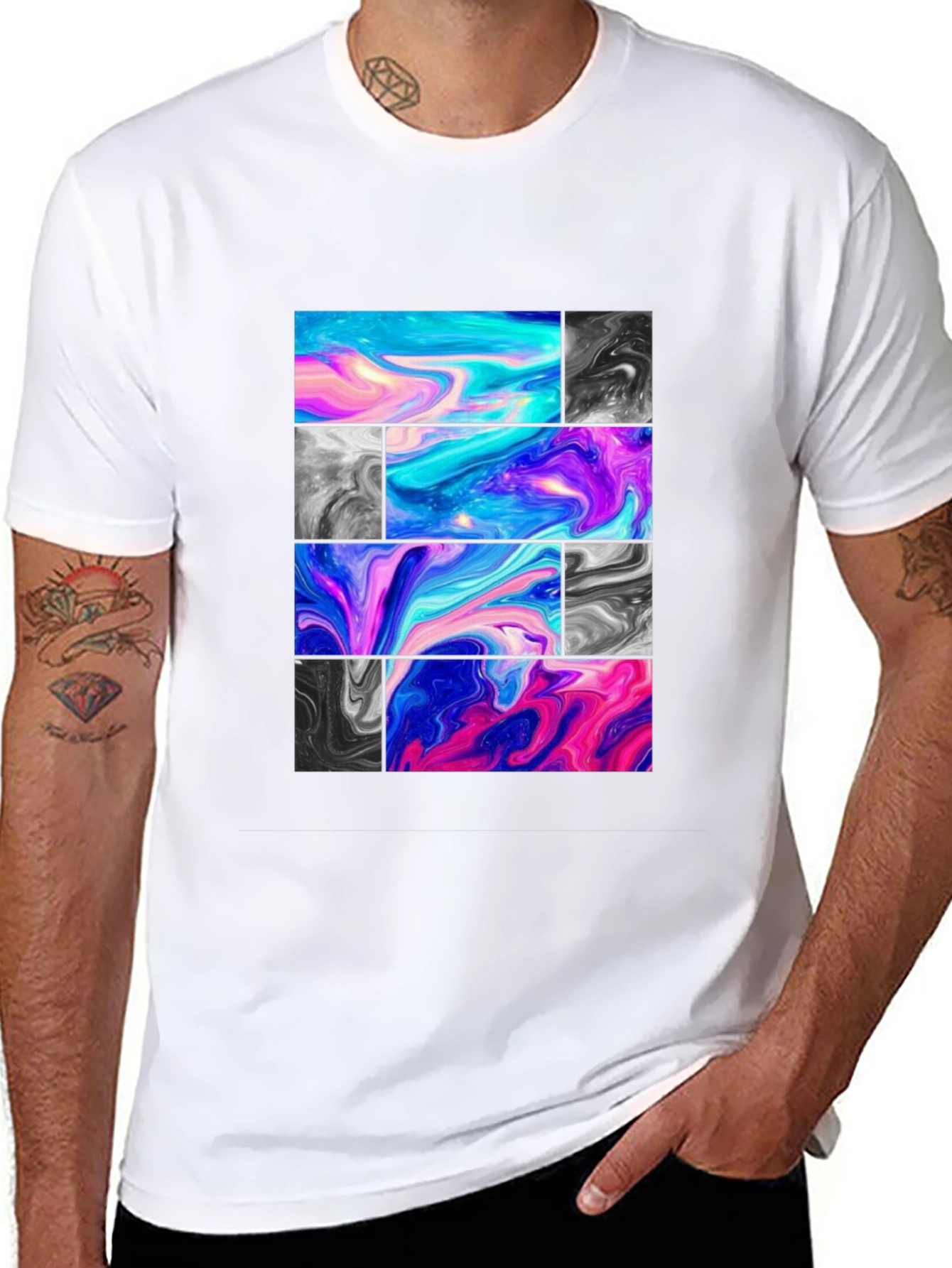 Abstract Marble Block Graphic Print T-Shirt