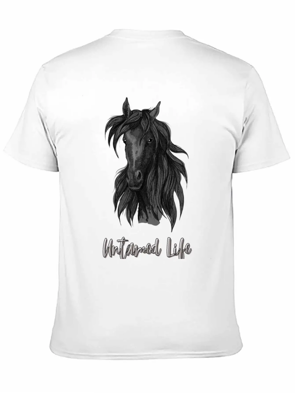 "Untamed Life" Horse Graphic Illustration Design Unisex Casual T-Shirt – Clean Design For Daily Comfort
