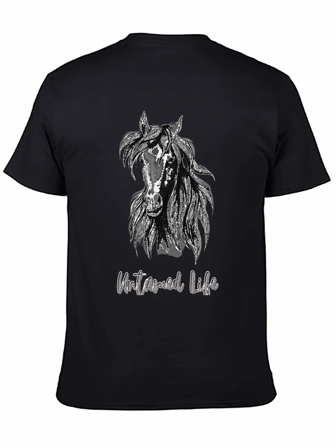 "Untamed Life" Horse Graphic Illustration Design Unisex Casual T-Shirt – Clean Design For Daily Comfort