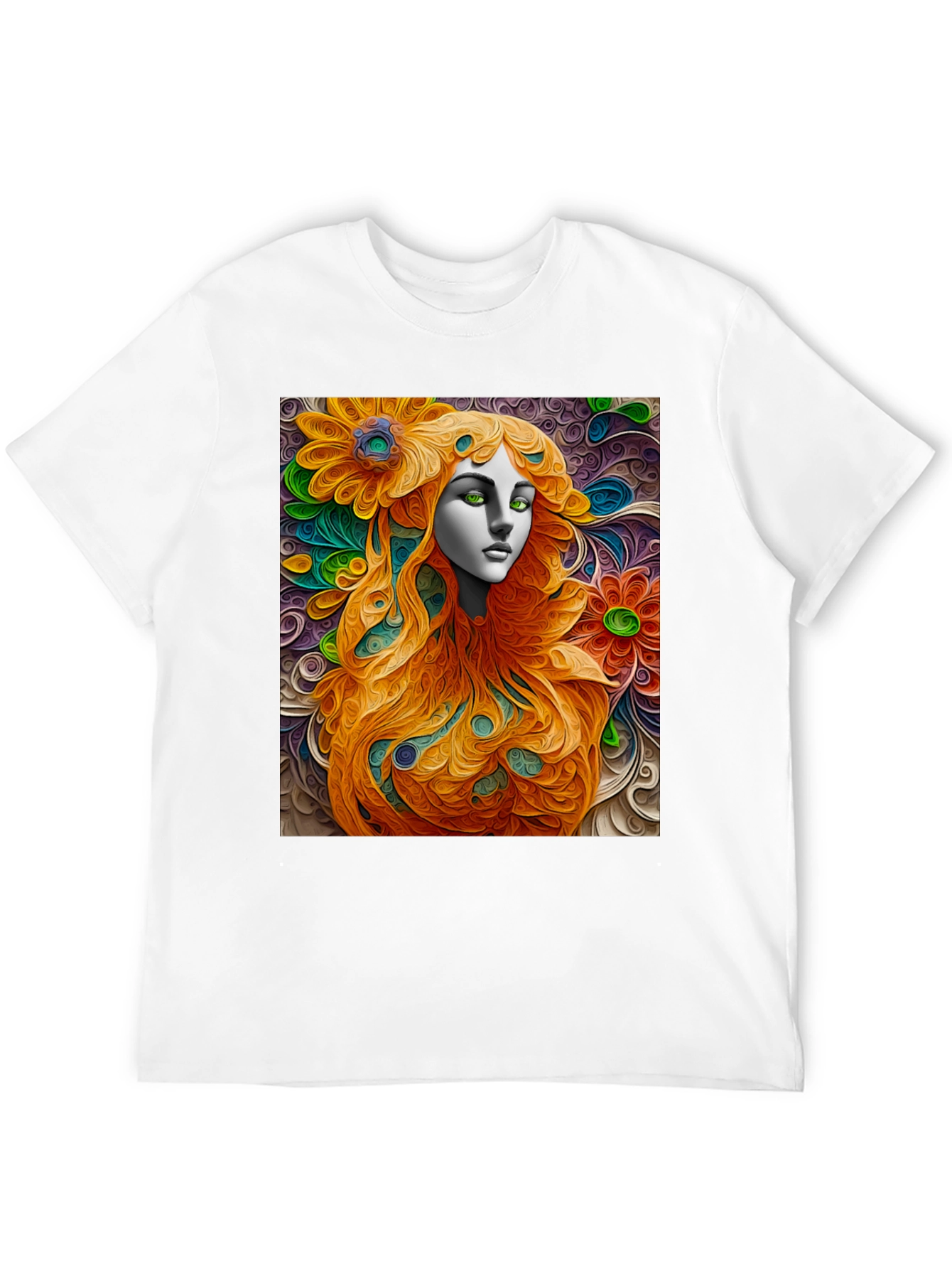 Abstract Floral Woman Graphic Tee - Artistic Style